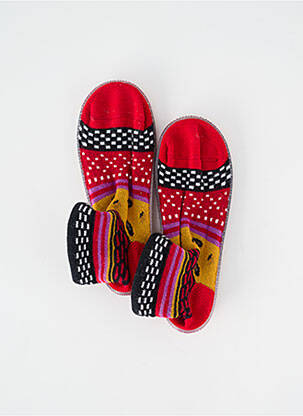 Papuci/pantofi de casă talpă exterioară textilă vârf rotund roșu BERTHE AUX GRANDS PIEDS fată