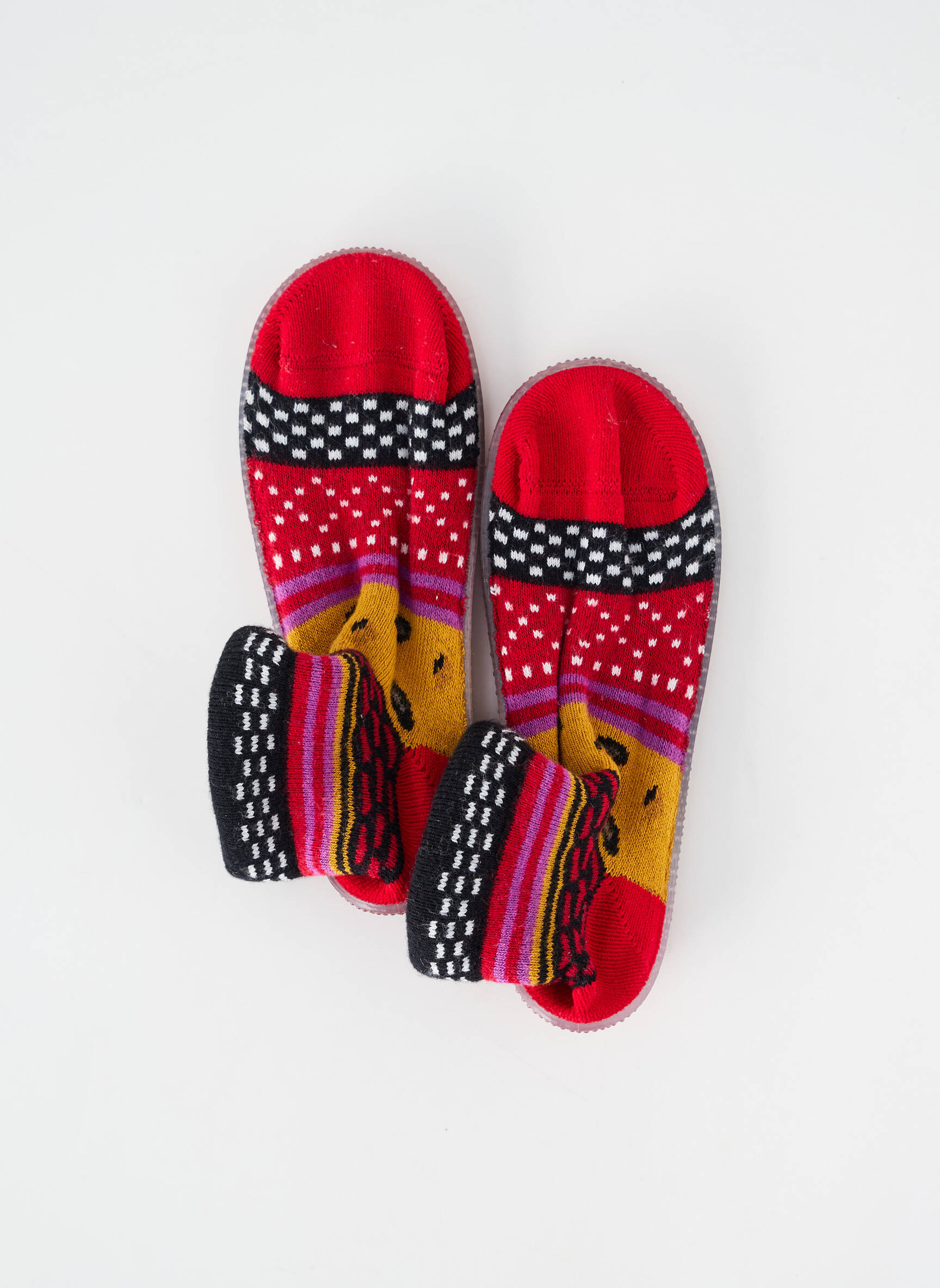 Papuci/pantofi de casă talpă exterioară textilă vârf rotund roșu BERTHE AUX GRANDS PIEDS fată