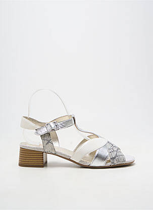 Sandale/pantofi decupați material neted toc de 4 la 6 cm argintiu SWEET femeie