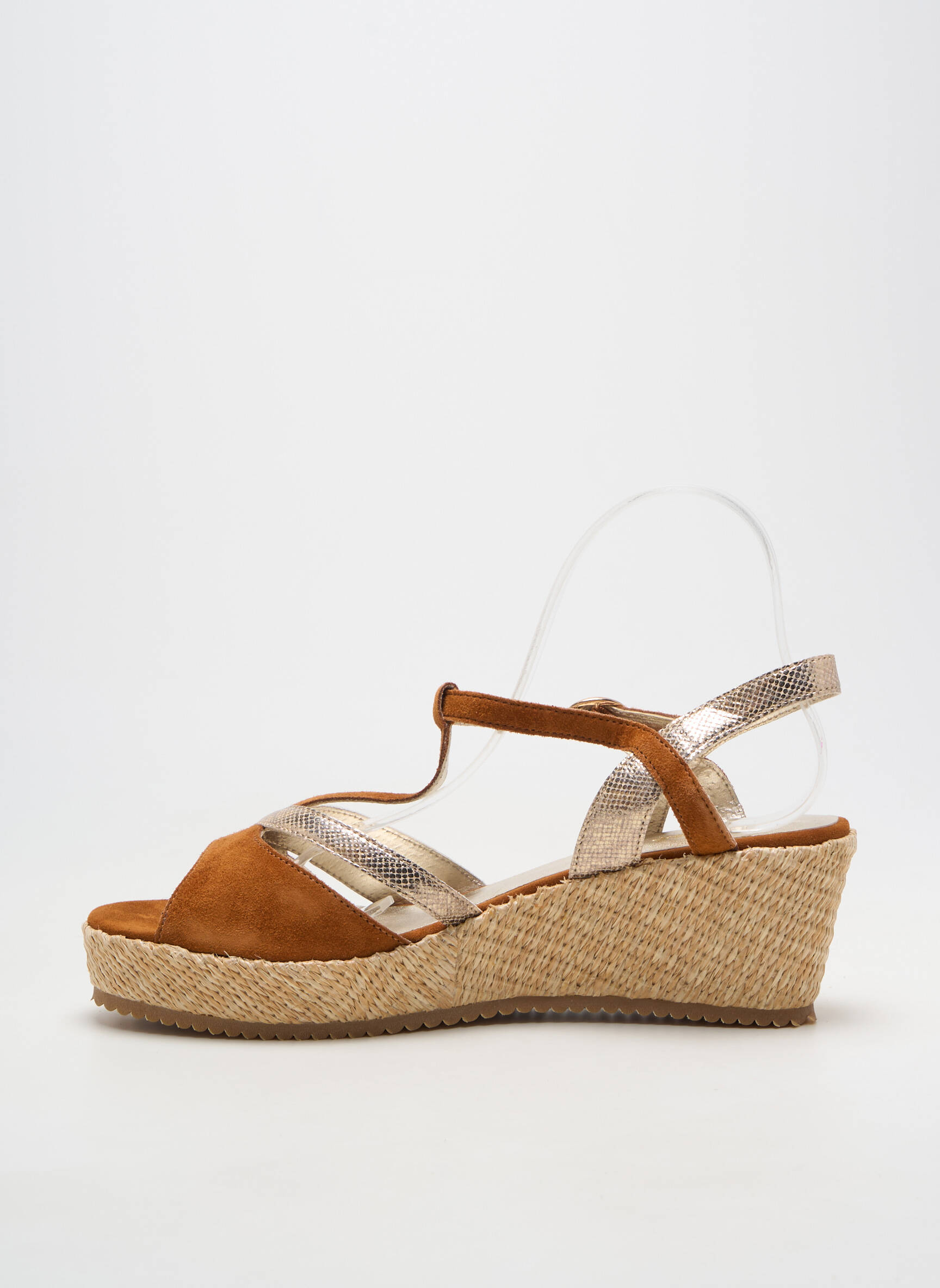 Espadrile închidere cu buclă(e) toc de 7 la 9 cm maro SWEET femeie