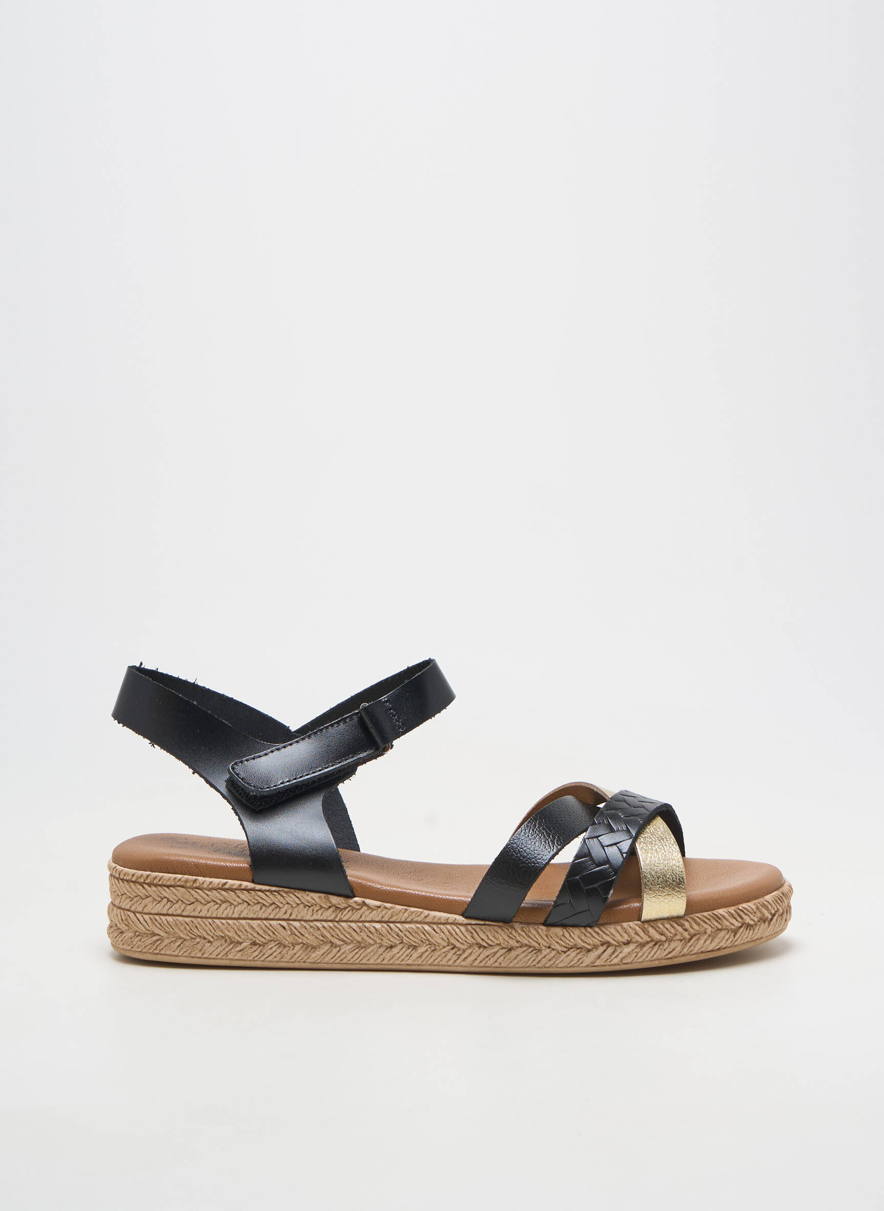 Sandale/pantofi decupați material neted toc plat până la 3 cm negru LA MAISON DE L'ESPADRILLE femeie