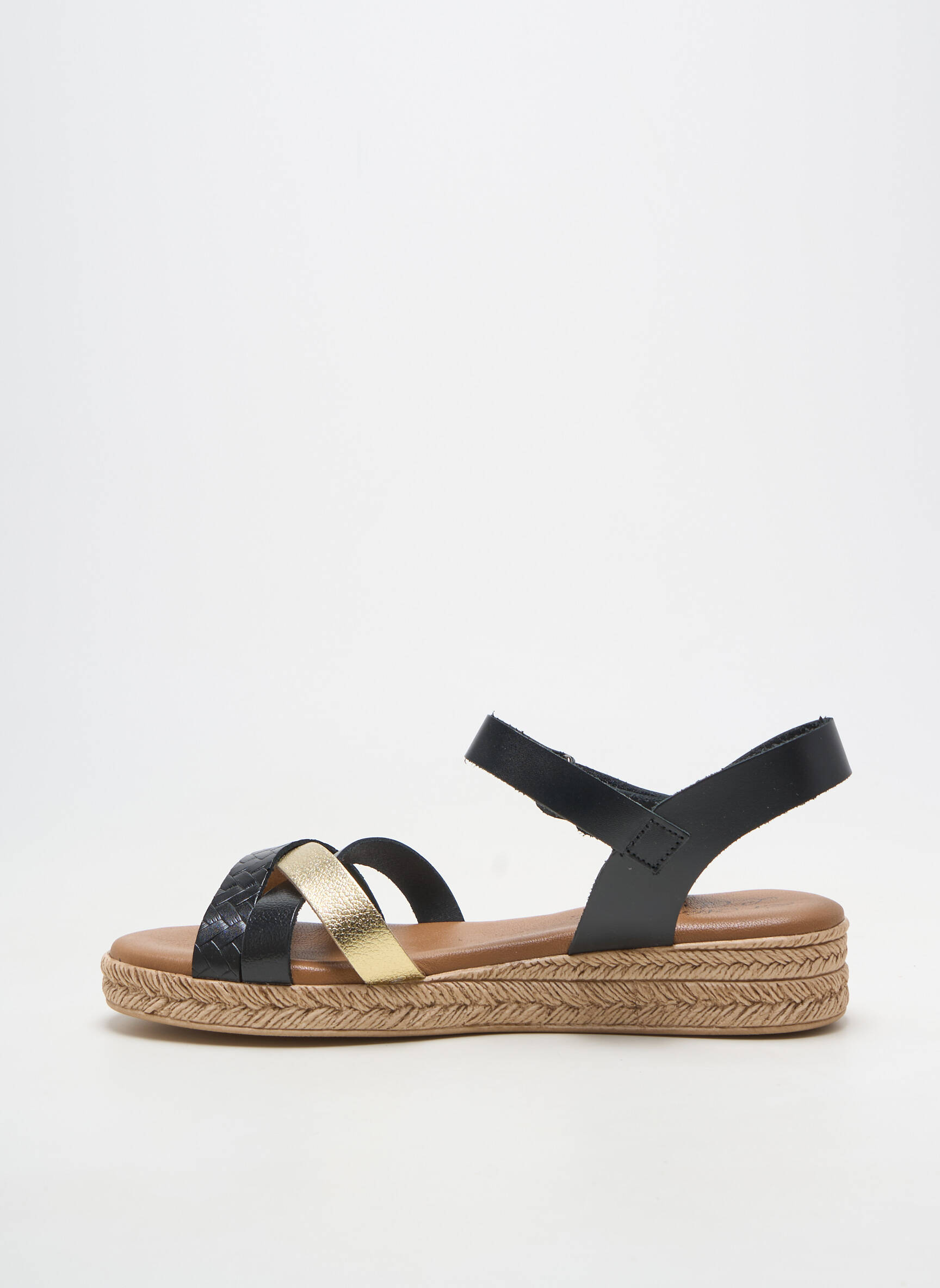Sandale/pantofi decupați material neted toc plat până la 3 cm negru LA MAISON DE L'ESPADRILLE femeie