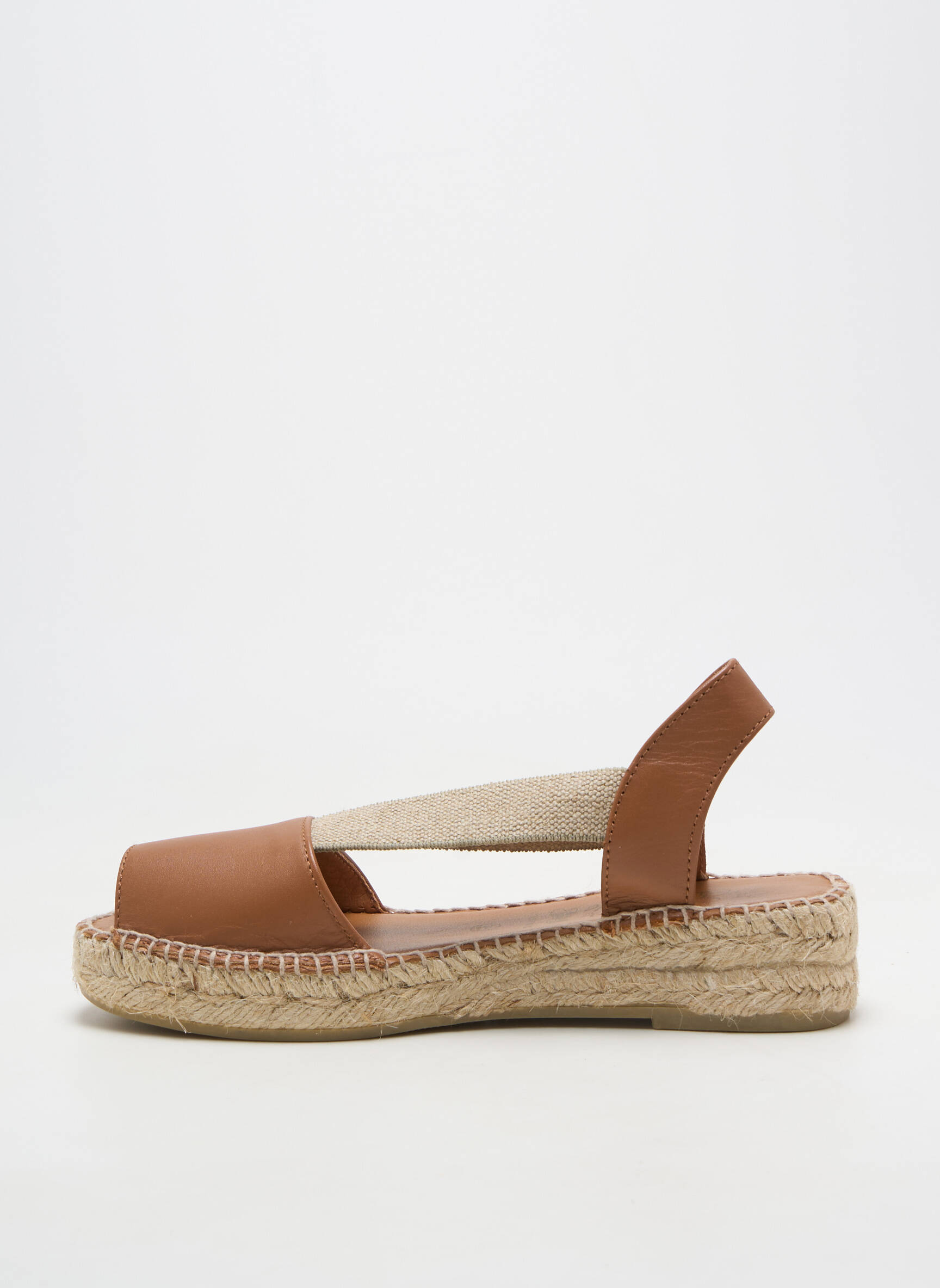 Sandale/pantofi decupați material neted toc de 4 la 6 cm maro LA MAISON DE L'ESPADRILLE femeie