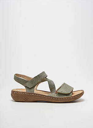 Sandale/pantofi decupați material neted toc plat până la 3 cm verde RIEKER femeie