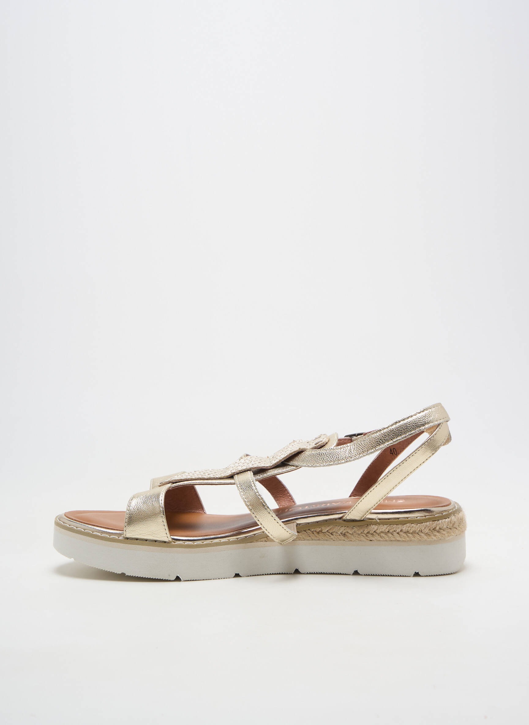 Sandale/pantofi decupați material neted toc plat până la 3 cm auriu EMILIE KARSTON femeie
