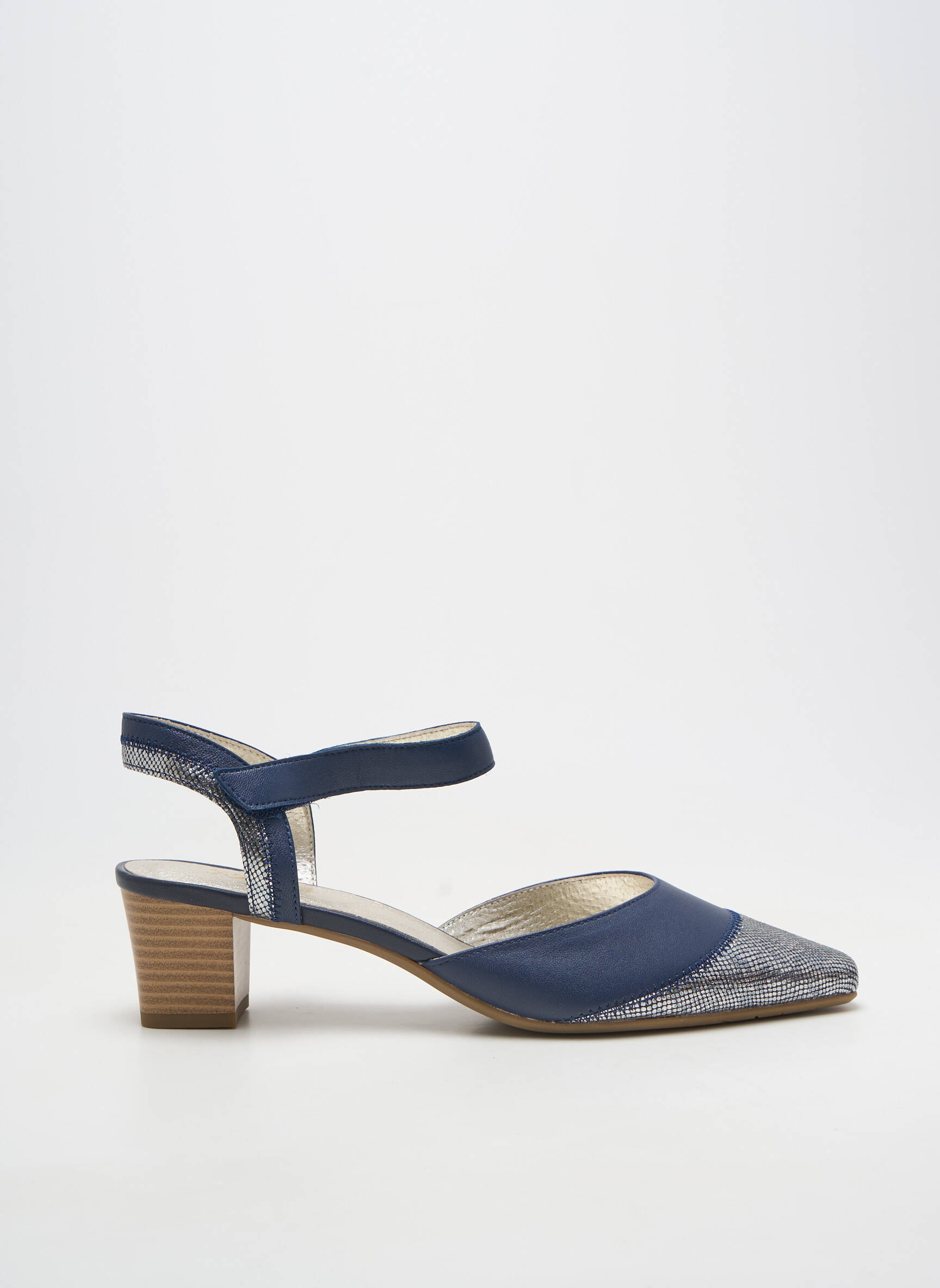 Pantofi cu toc material neted toc de 4 la 6 cm albastru SWEET femeie