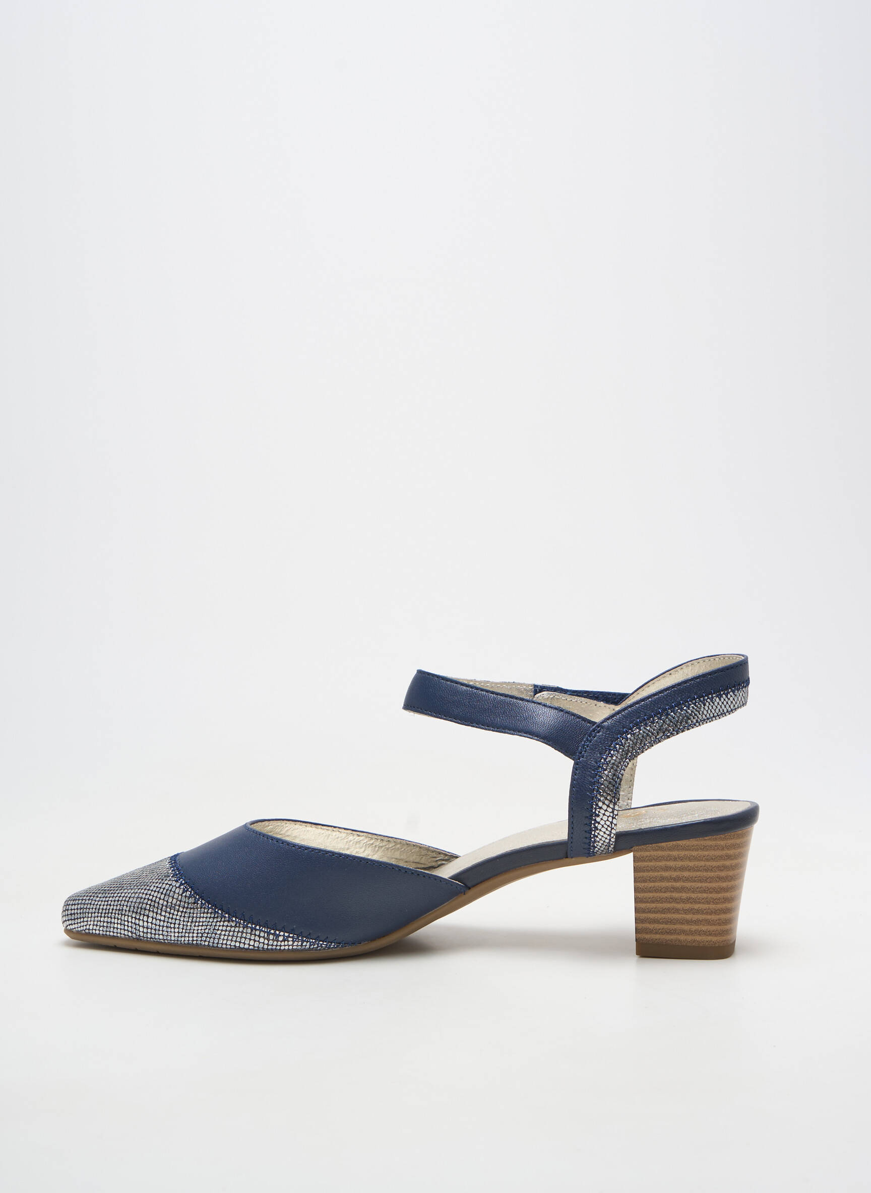 Pantofi cu toc material neted toc de 4 la 6 cm albastru SWEET femeie