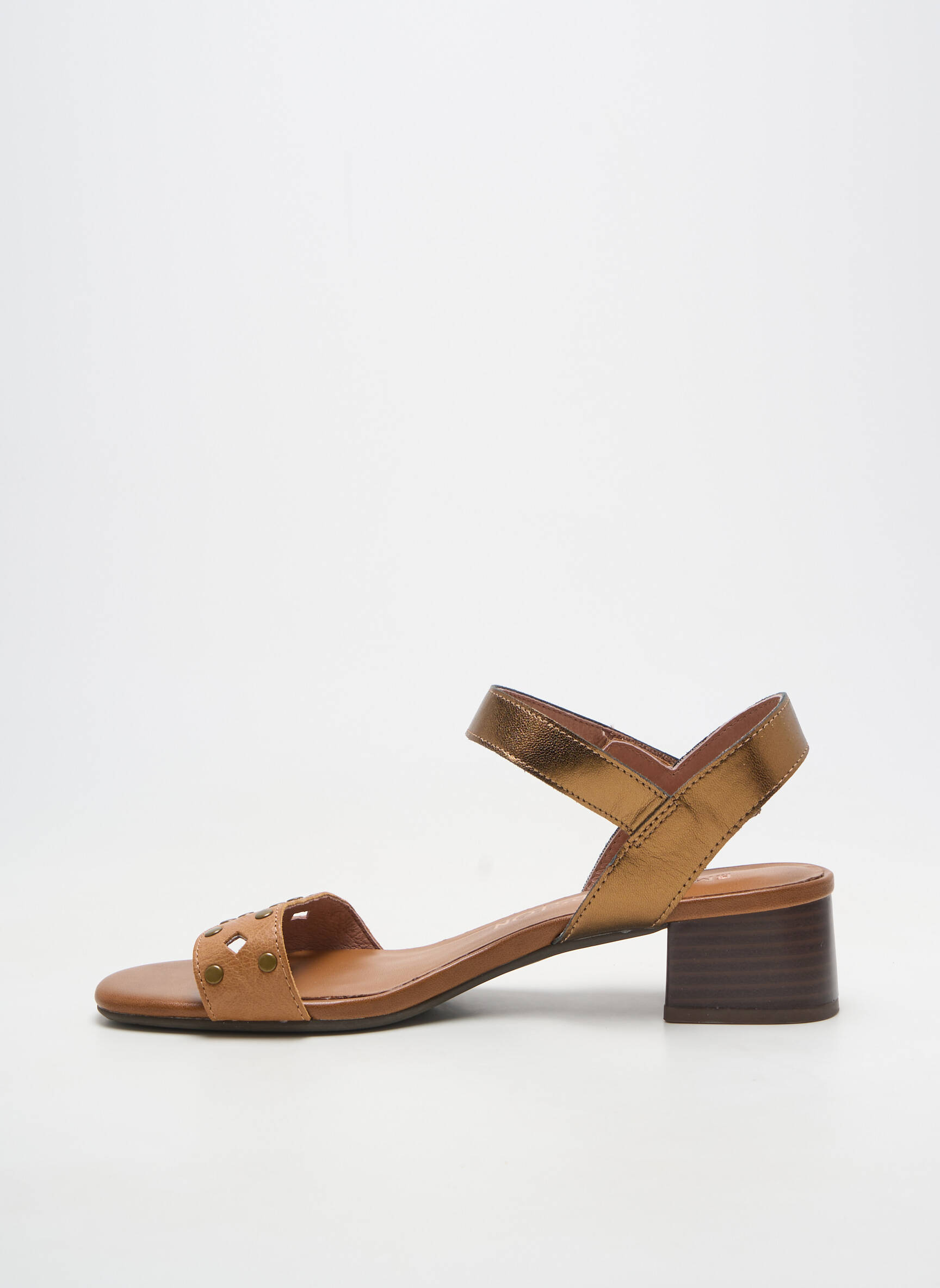 Sandale/pantofi decupați material neted toc de 4 la 6 cm maro EMILIE KARSTON femeie