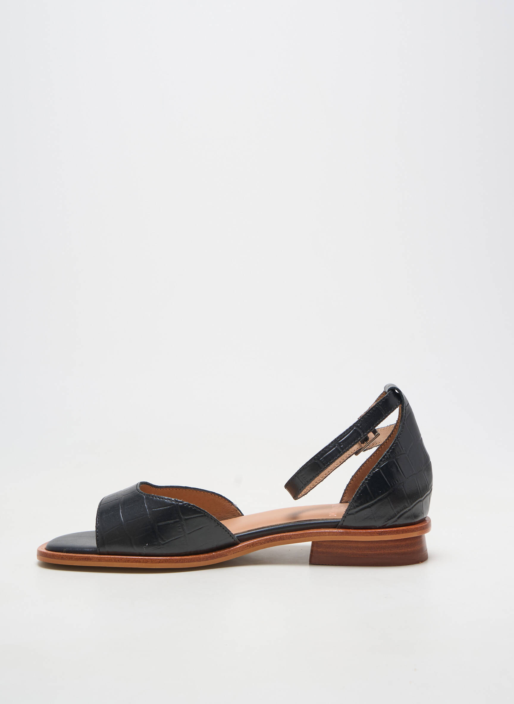 Sandale/pantofi decupați material neted toc plat până la 3 cm negru EMILIE KARSTON femeie