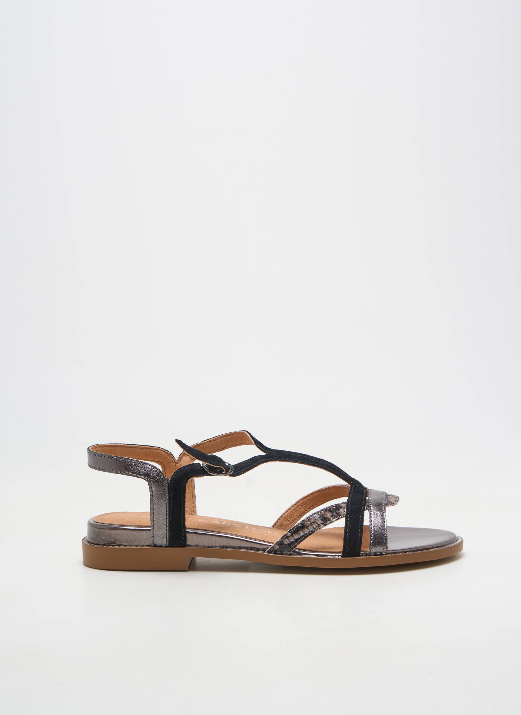 Sandale/pantofi decupați material neted toc plat până la 3 cm negru EMILIE KARSTON femeie