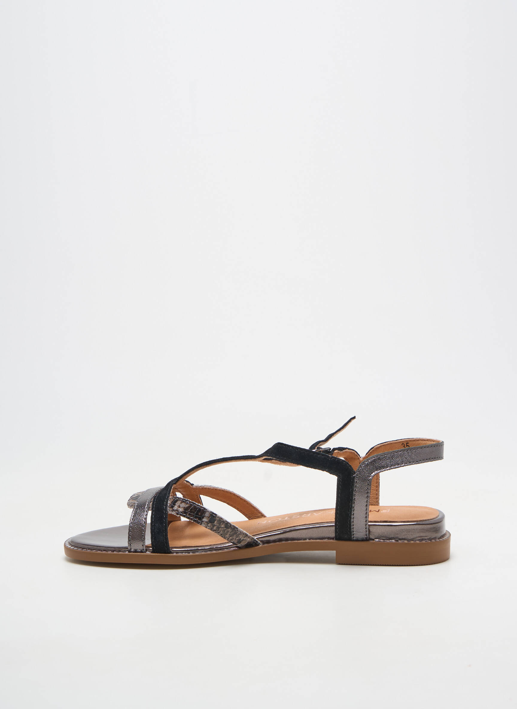 Sandale/pantofi decupați material neted toc plat până la 3 cm negru EMILIE KARSTON femeie