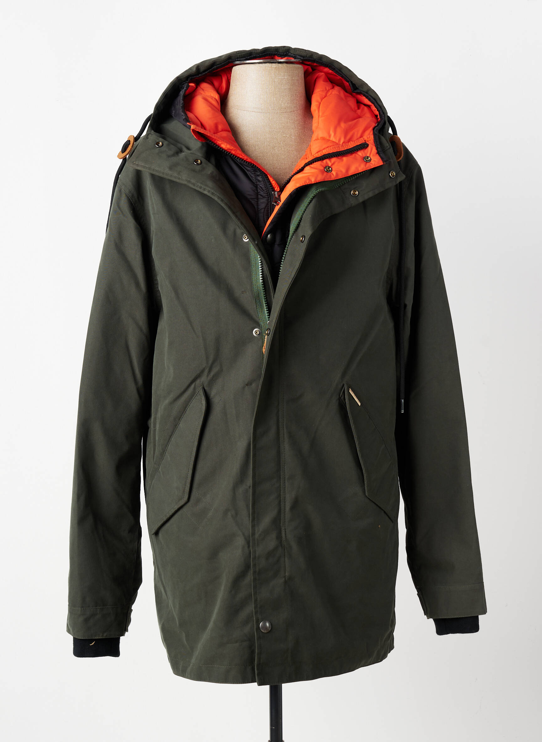Parka mâneci lungi cu glugă verde IRON AND RESIN bărbat