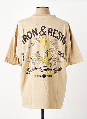 Tricou croială dreaptă mâneci scurte bej IRON AND RESIN bărbat