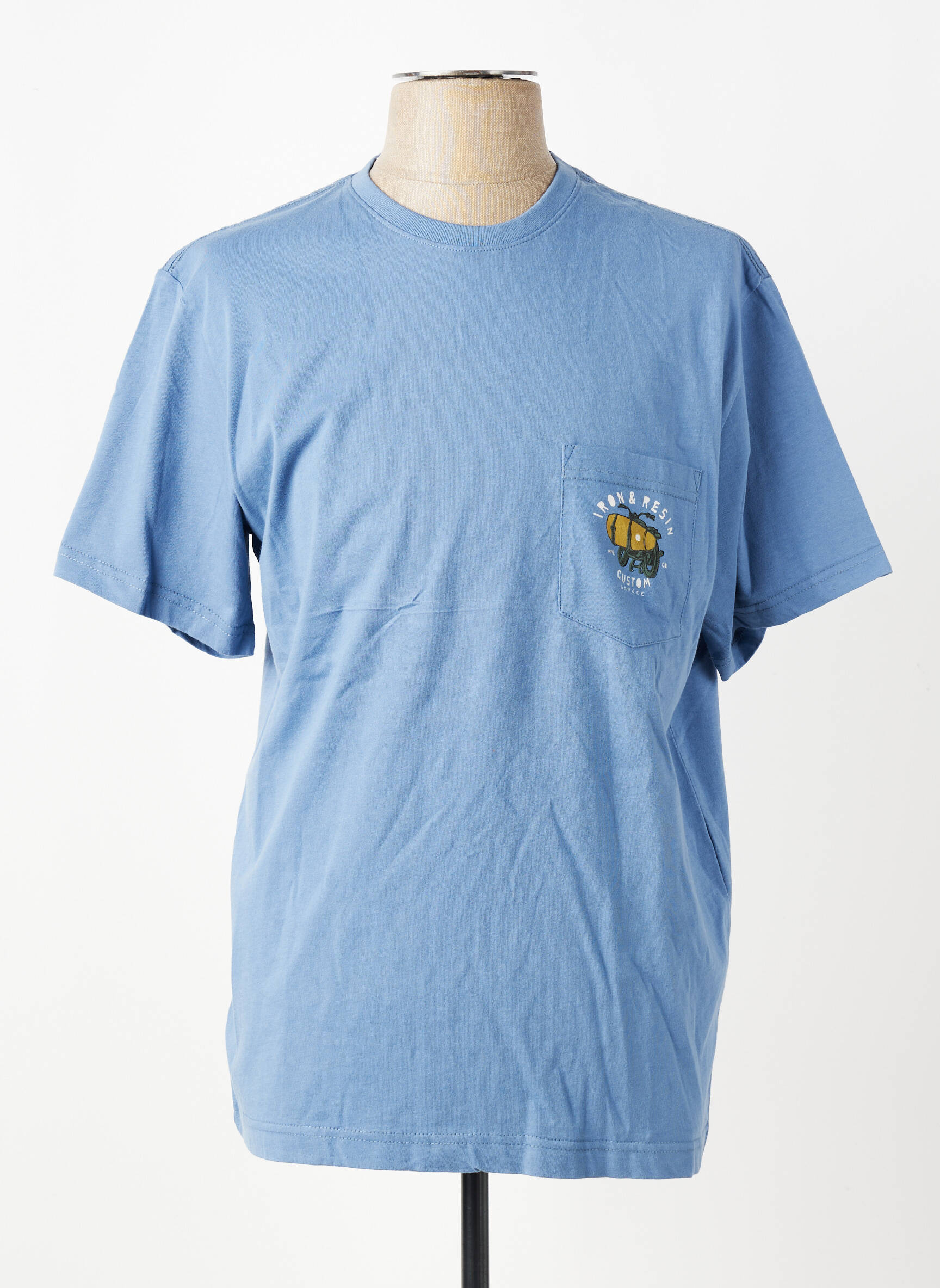 Tricou bio mâneci scurte albastru IRON AND RESIN bărbat