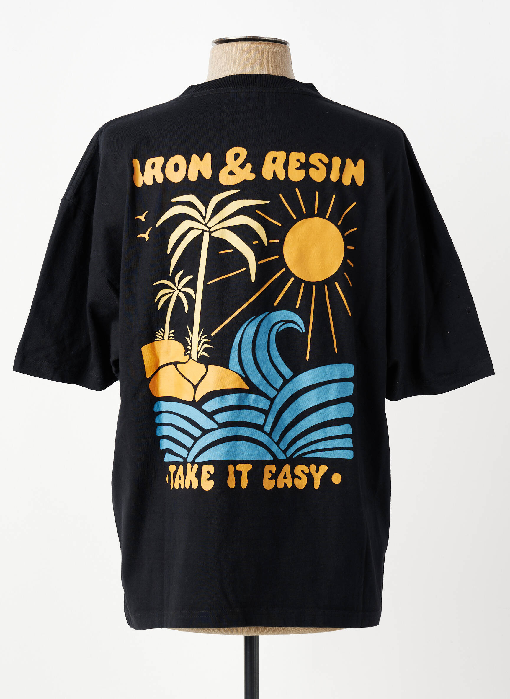 Tricou croială dreaptă mâneci scurte negru IRON AND RESIN bărbat