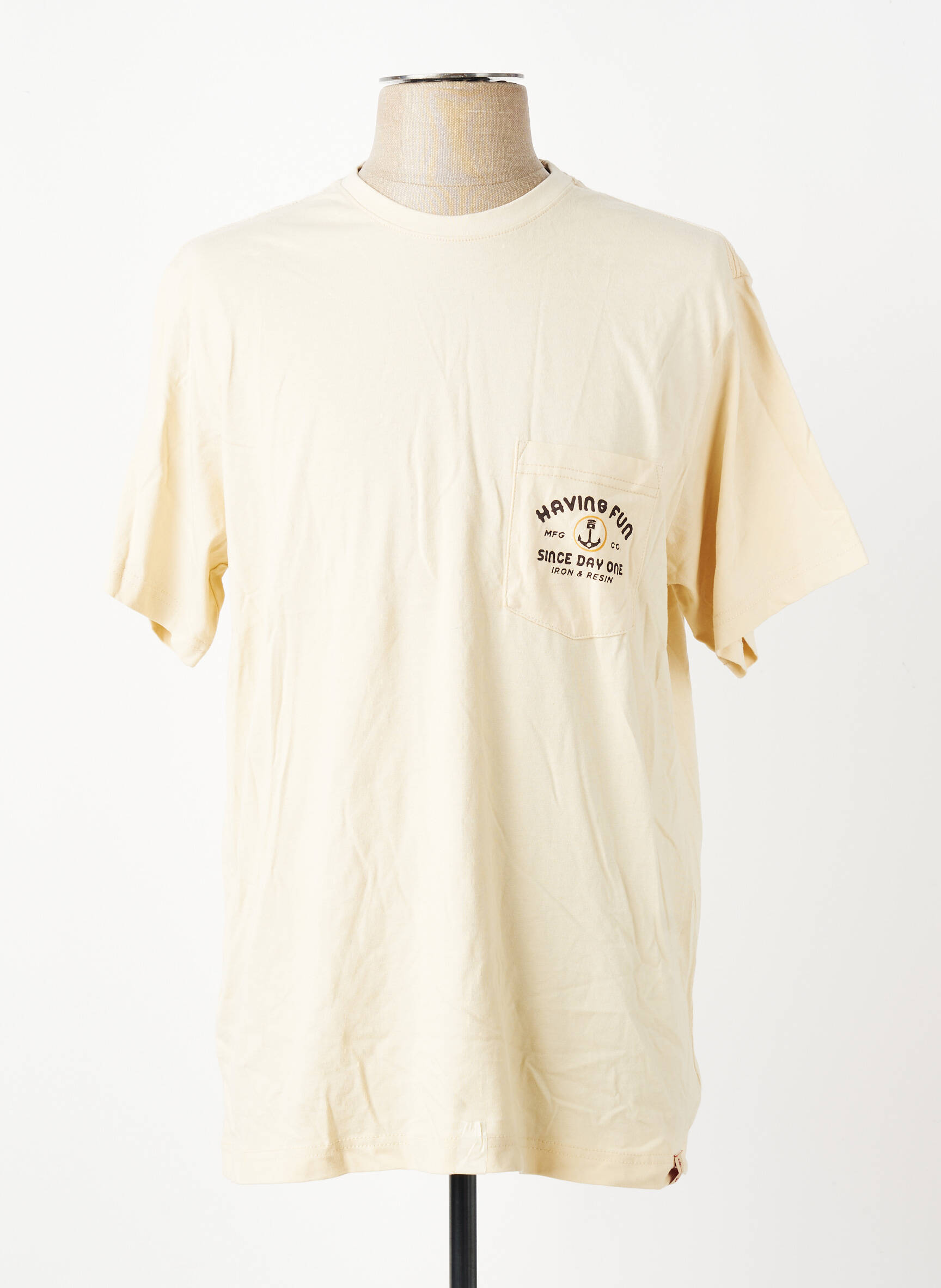 Tricou bio mâneci scurte bej IRON AND RESIN bărbat
