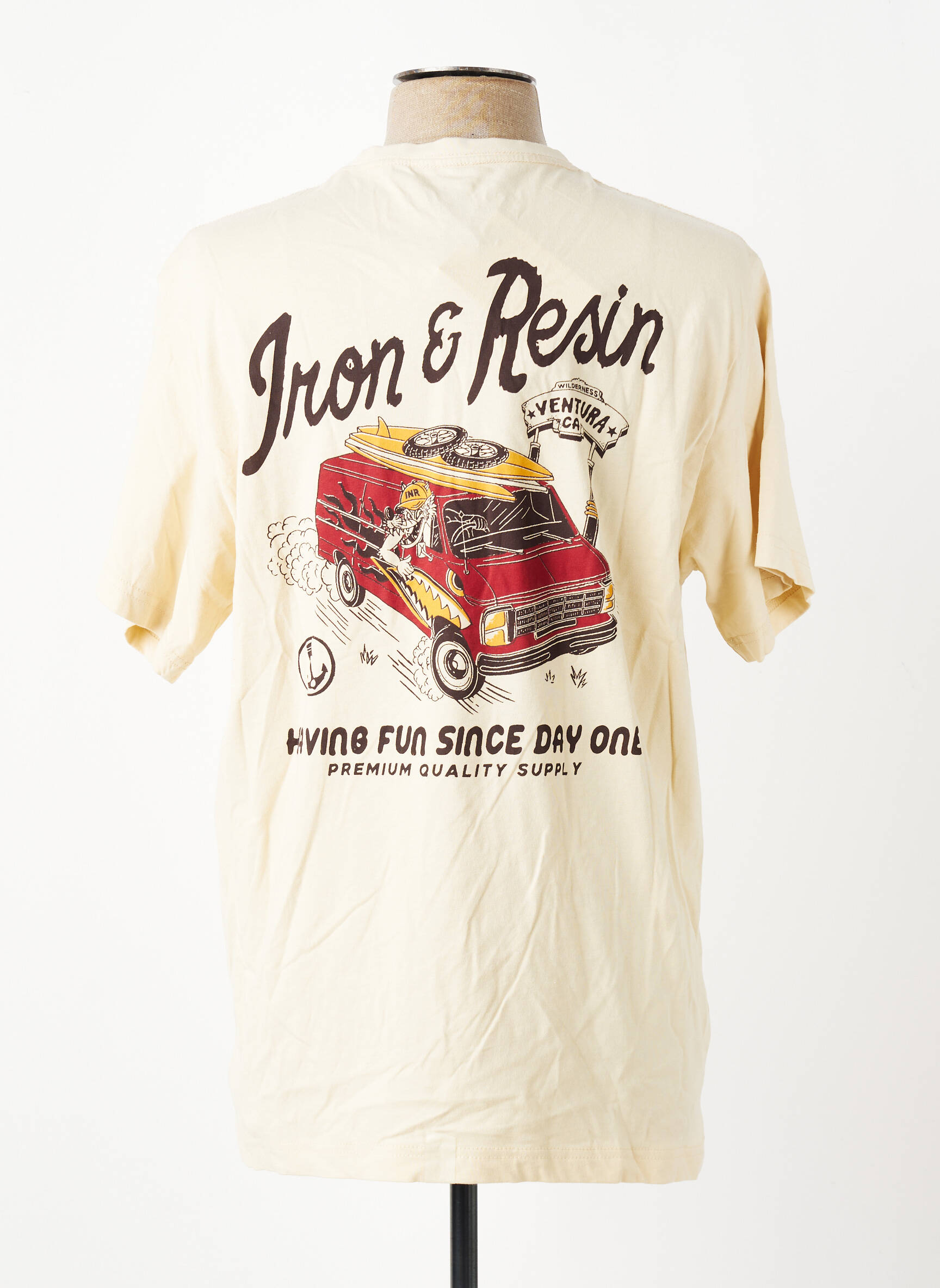 Tricou bio mâneci scurte bej IRON AND RESIN bărbat