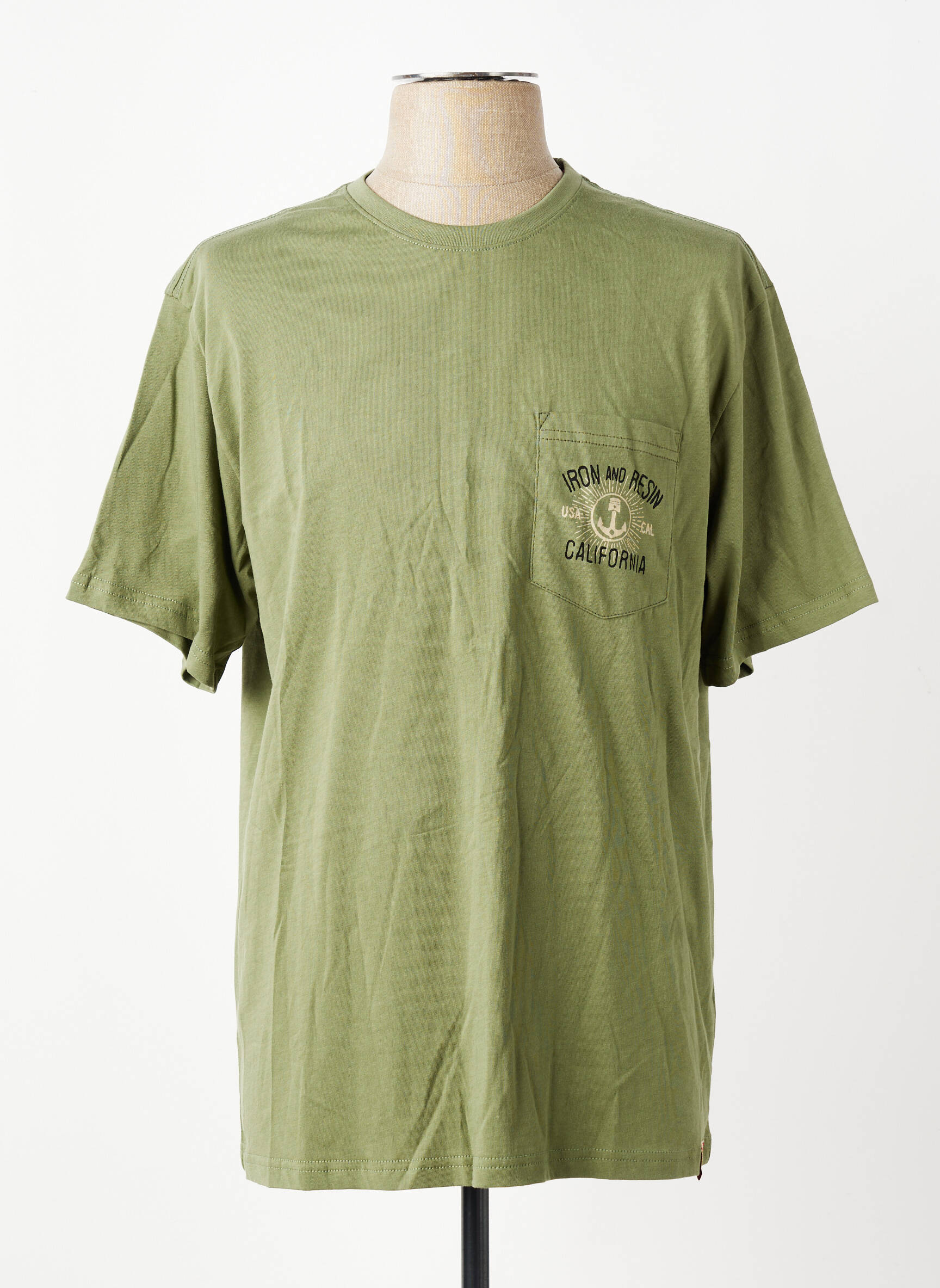 Tricou bio mâneci scurte verde IRON AND RESIN bărbat