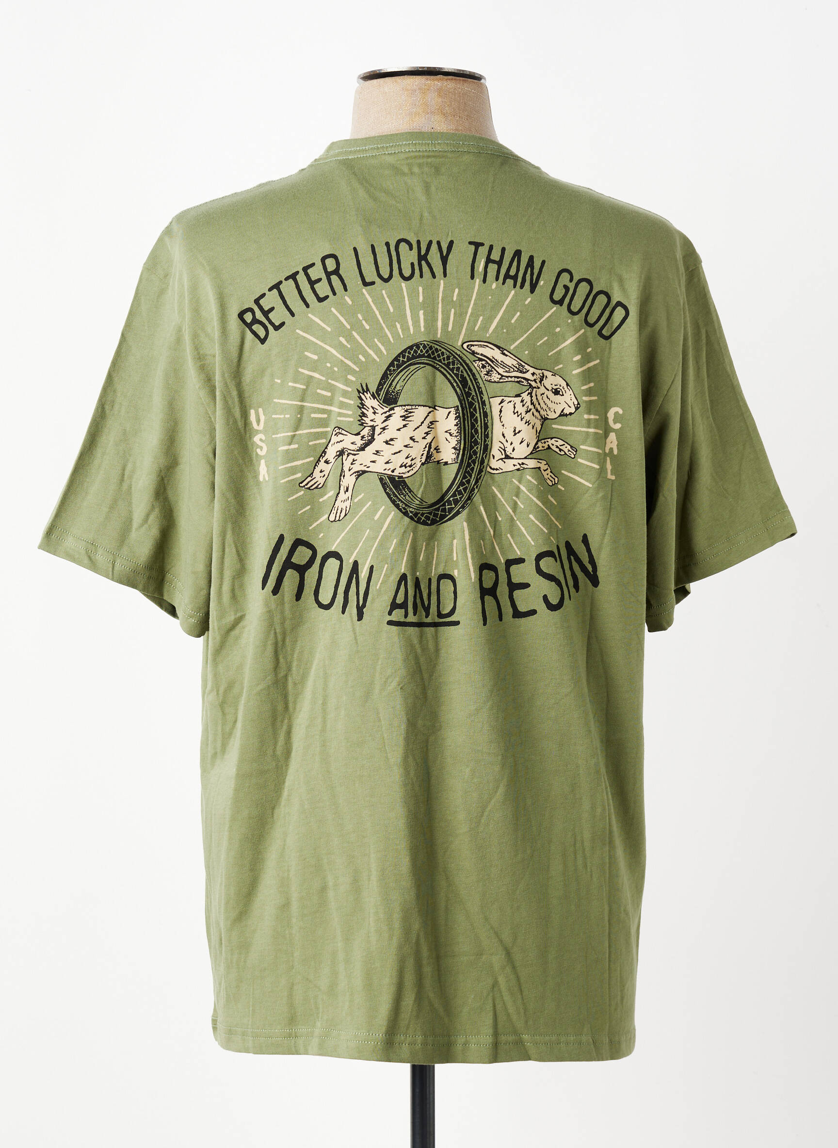 Tricou bio mâneci scurte verde IRON AND RESIN bărbat