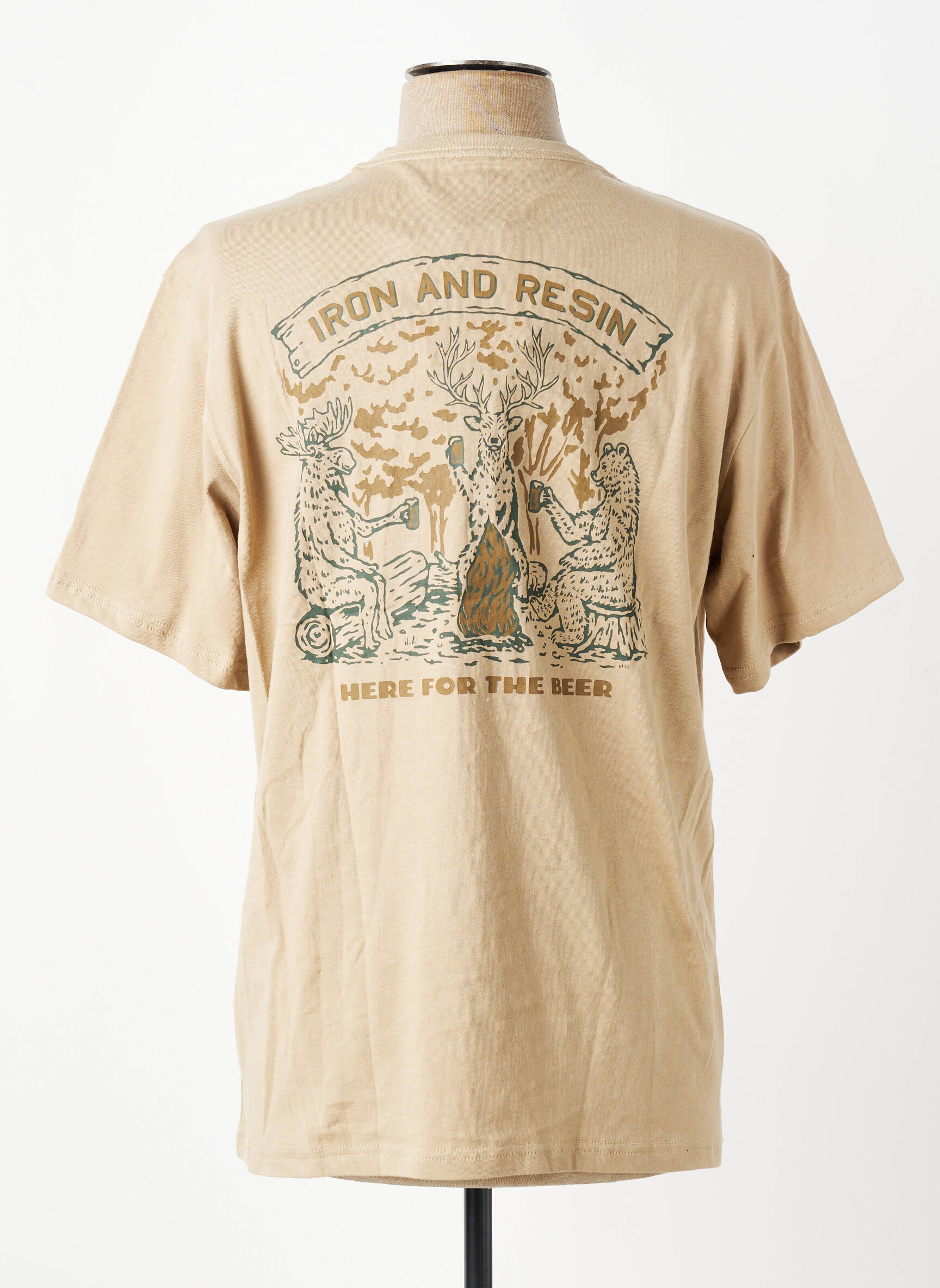 Tricou bio mâneci scurte bej IRON AND RESIN bărbat