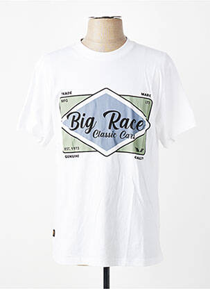 Tricou serigrafie flockată mâneci scurte alb DAYTONA bărbat