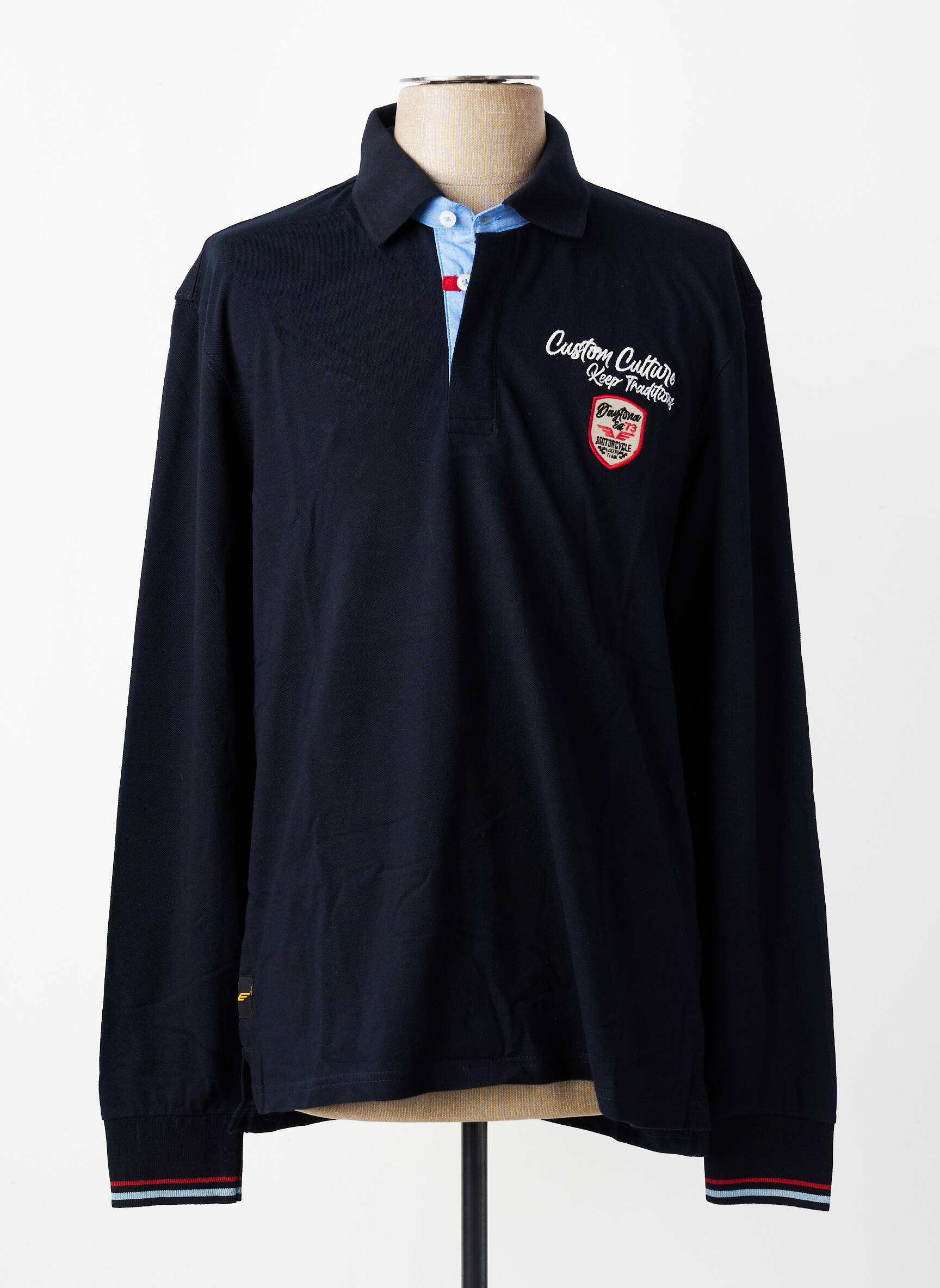 Polo mâneci lungi mâneci lungi negru DAYTONA bărbat