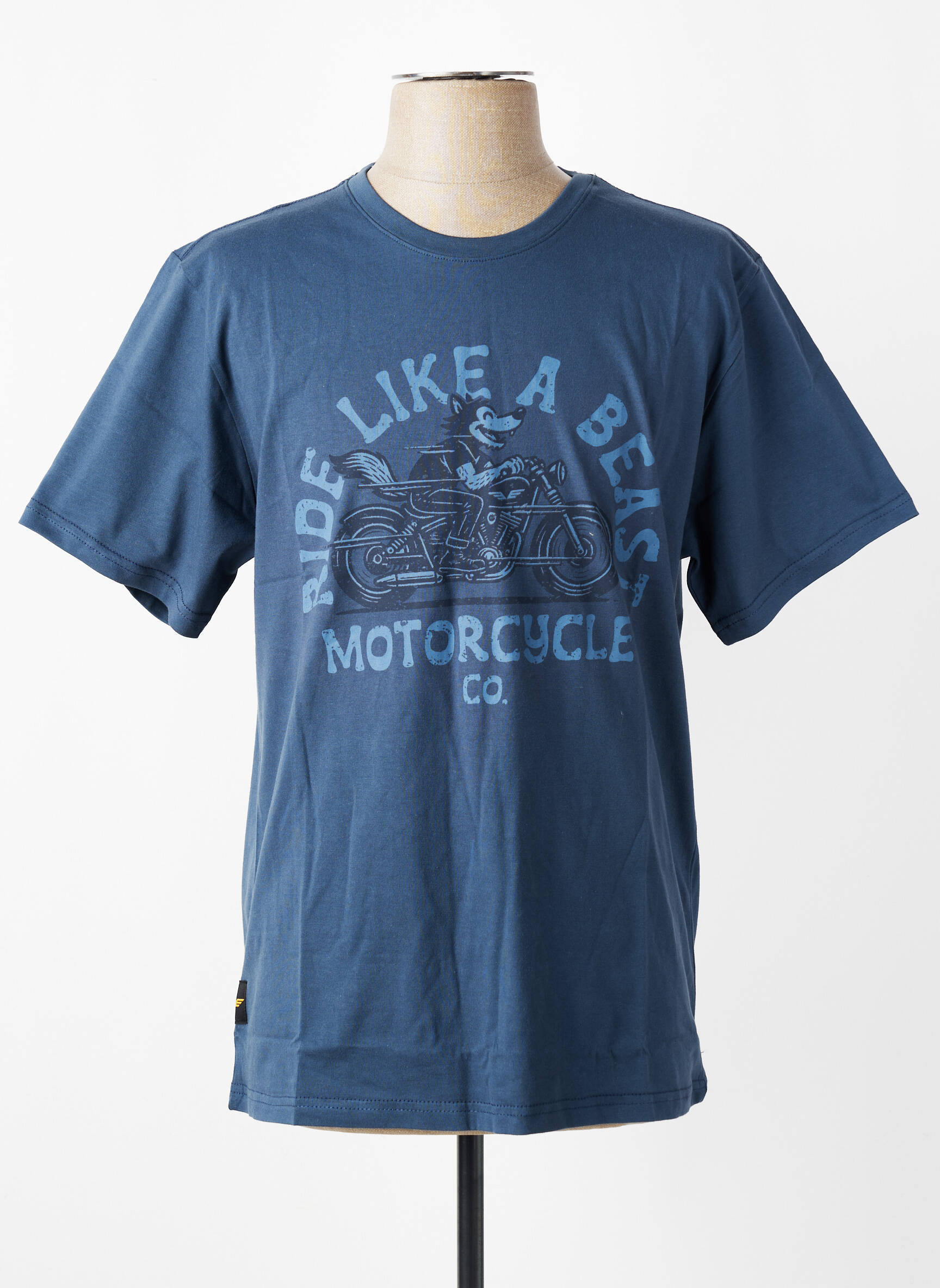 Tricou serigrafie flockată mâneci scurte albastru DAYTONA bărbat