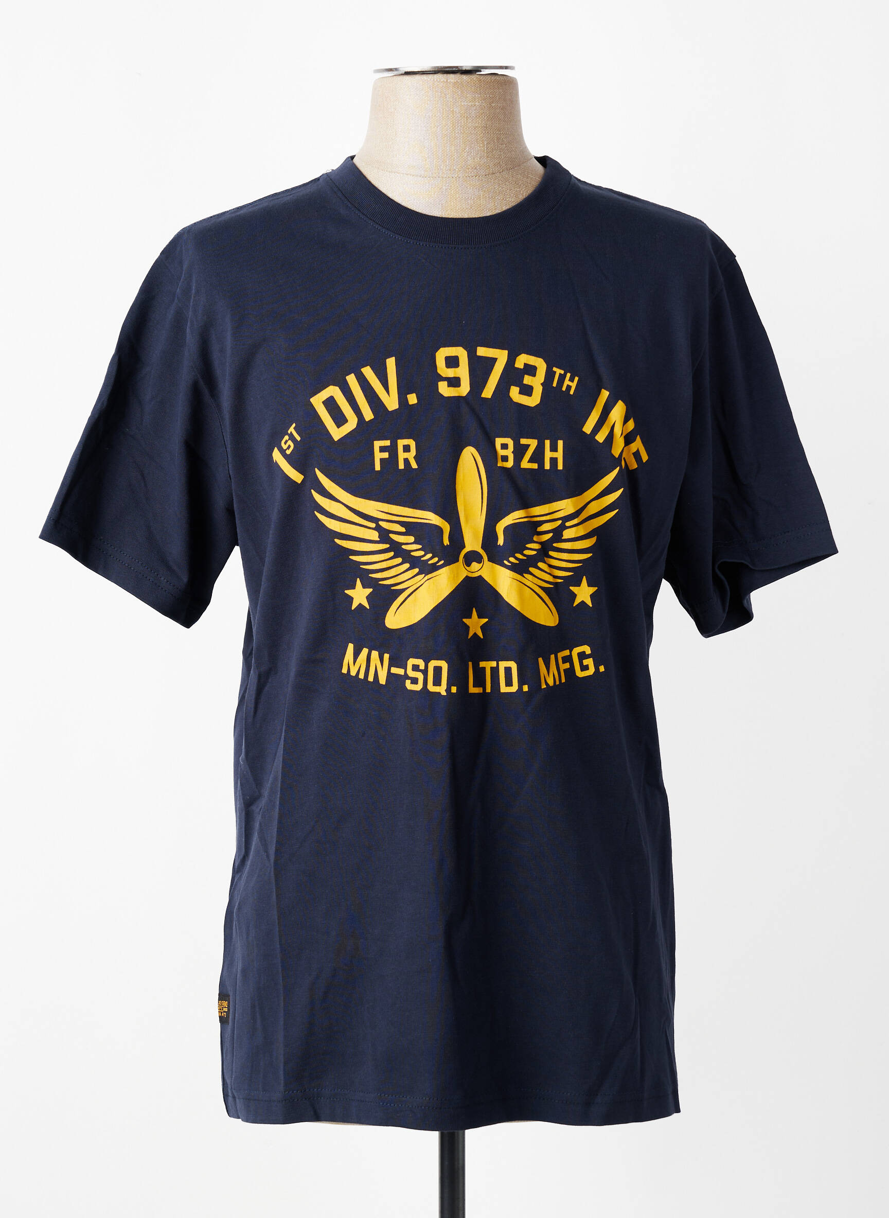 Tricou serigrafie flockată mâneci scurte albastru DAYTONA bărbat