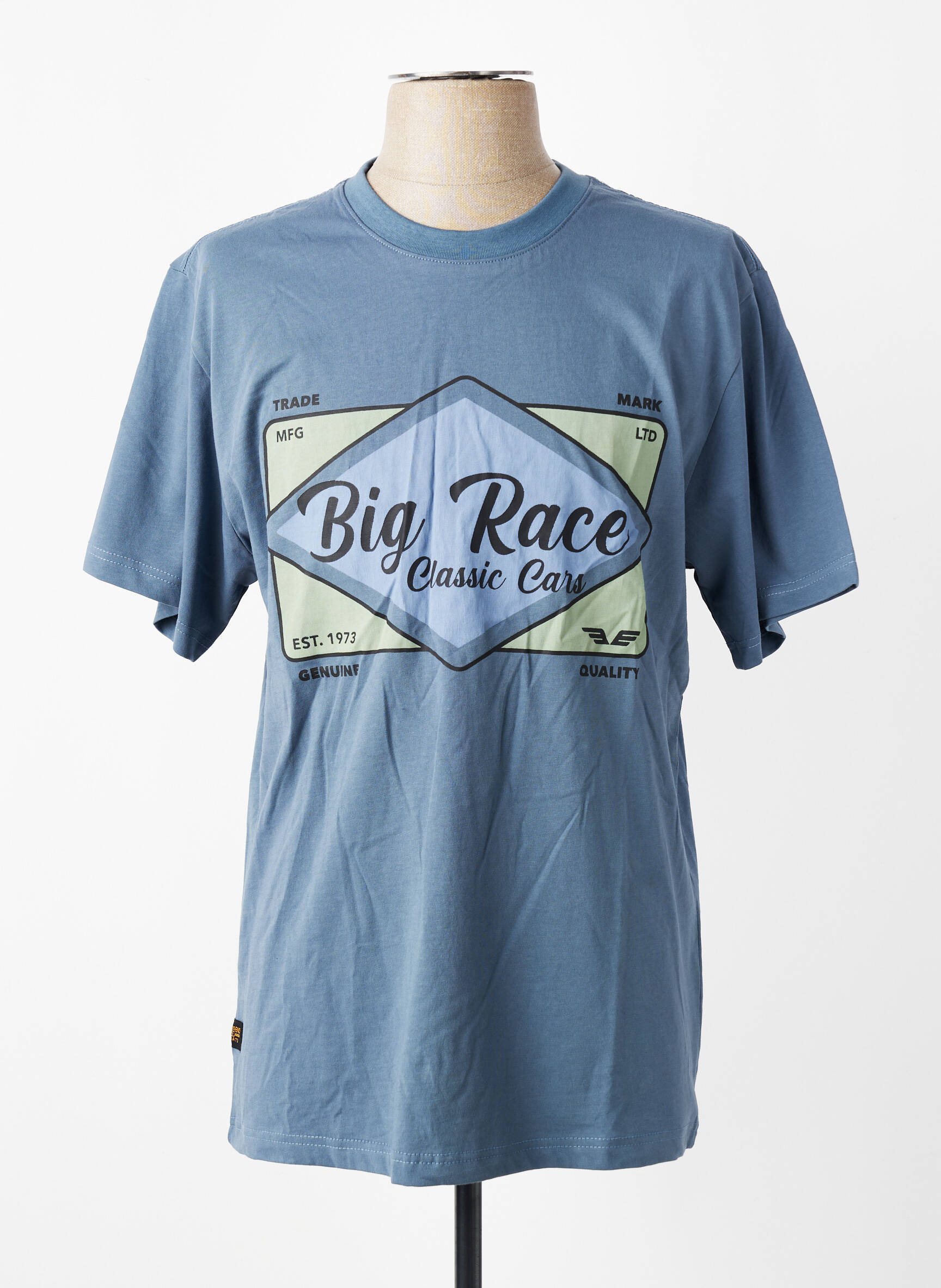 Tricou serigrafie flockată mâneci scurte albastru DAYTONA bărbat