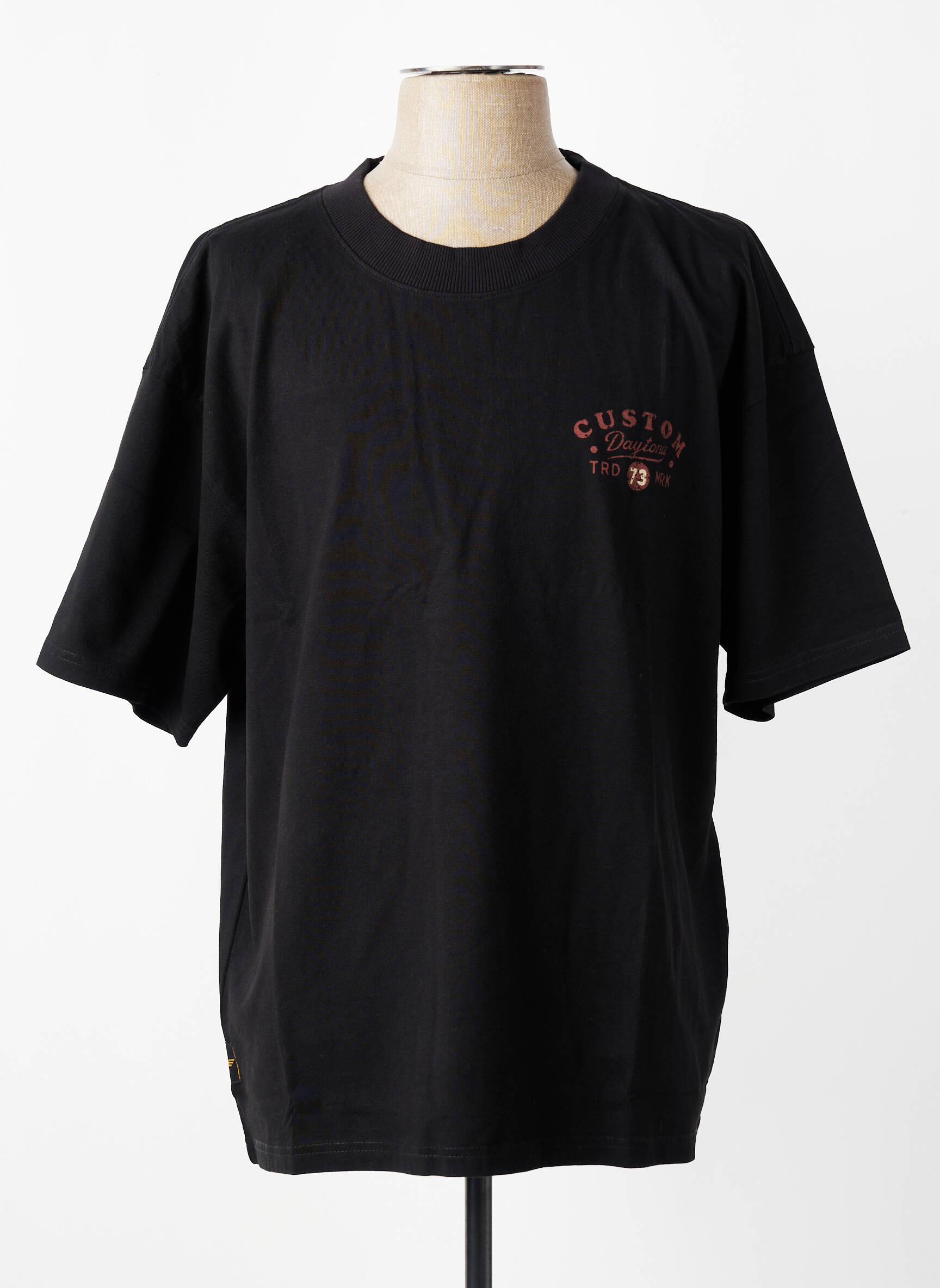 Tricou serigrafie flockată mâneci scurte negru DAYTONA bărbat