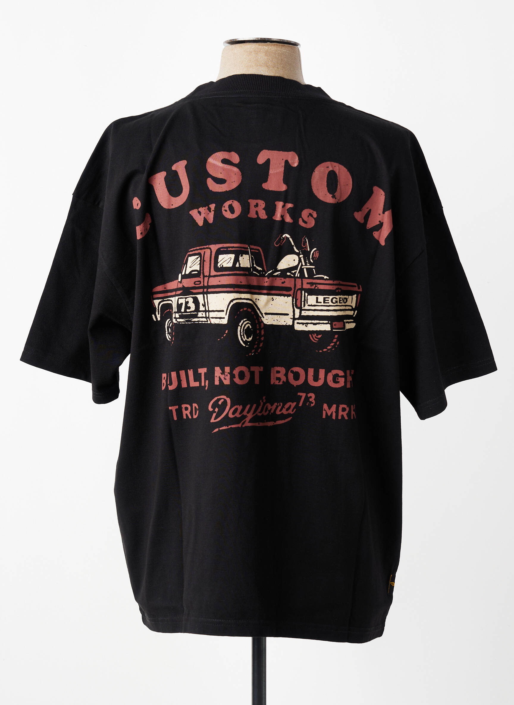 Tricou serigrafie flockată mâneci scurte negru DAYTONA bărbat