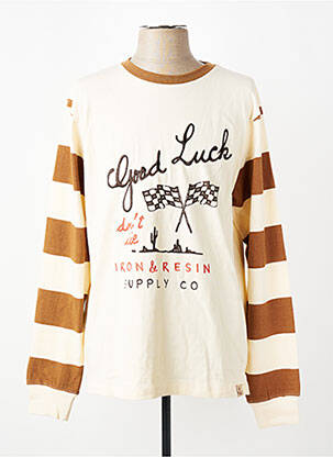Tricou broderie mâneci lungi bej IRON AND RESIN bărbat