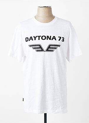 Tricou croială cambrată mâneci scurte alb DAYTONA bărbat