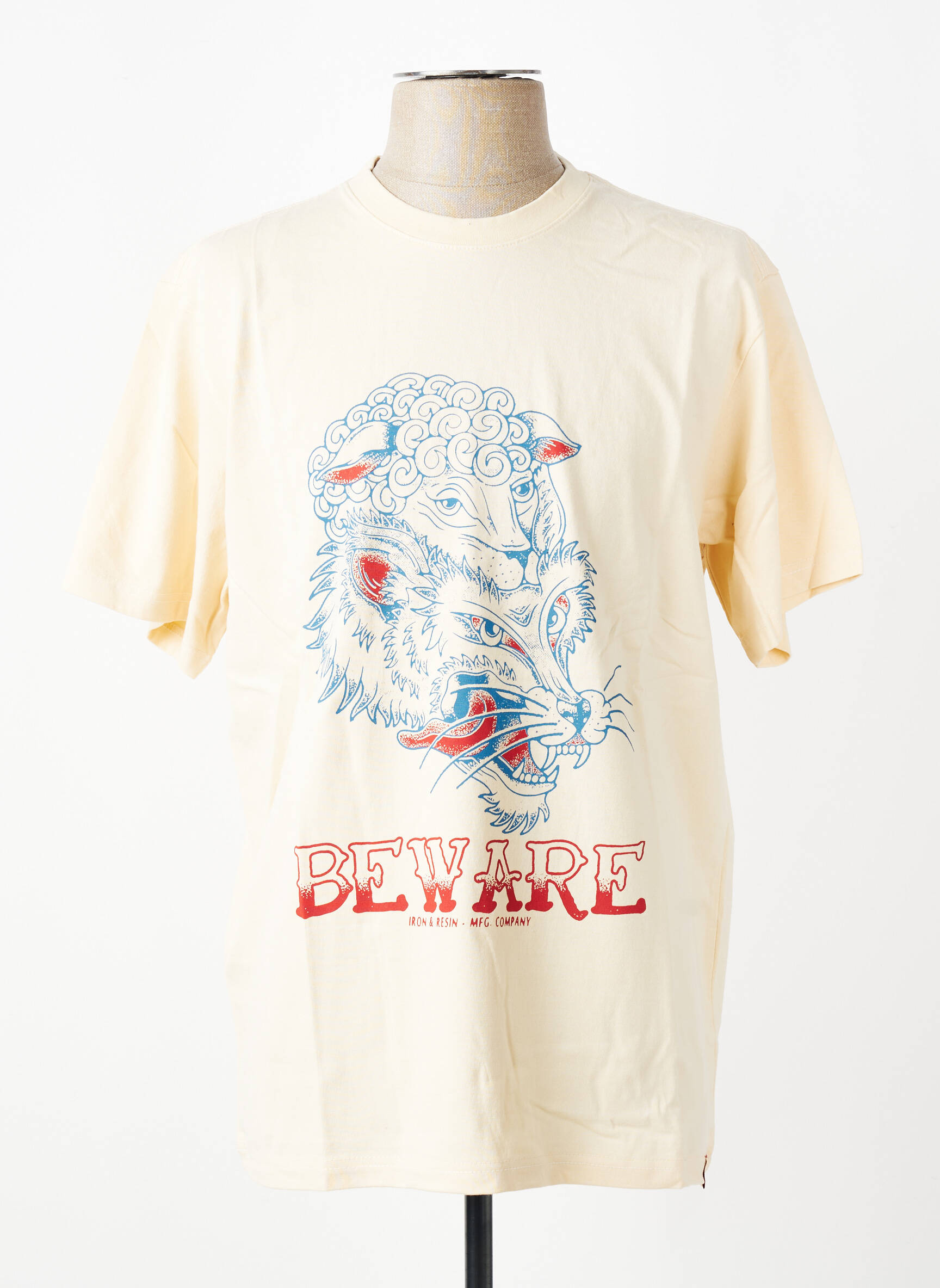 Tricou croială cambrată mâneci scurte bej IRON AND RESIN bărbat