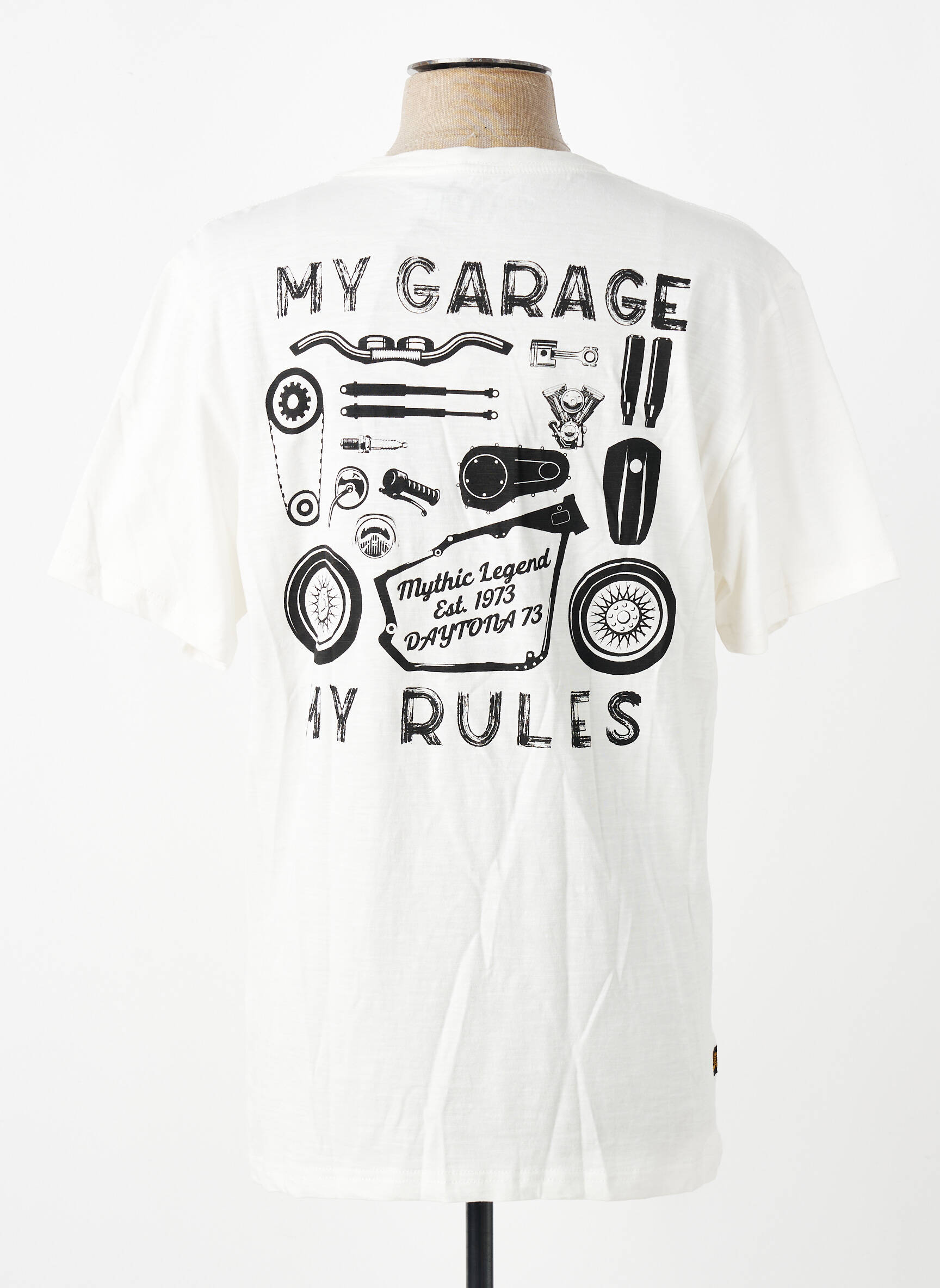 Tricou croială cambrată mâneci scurte bej DAYTONA bărbat