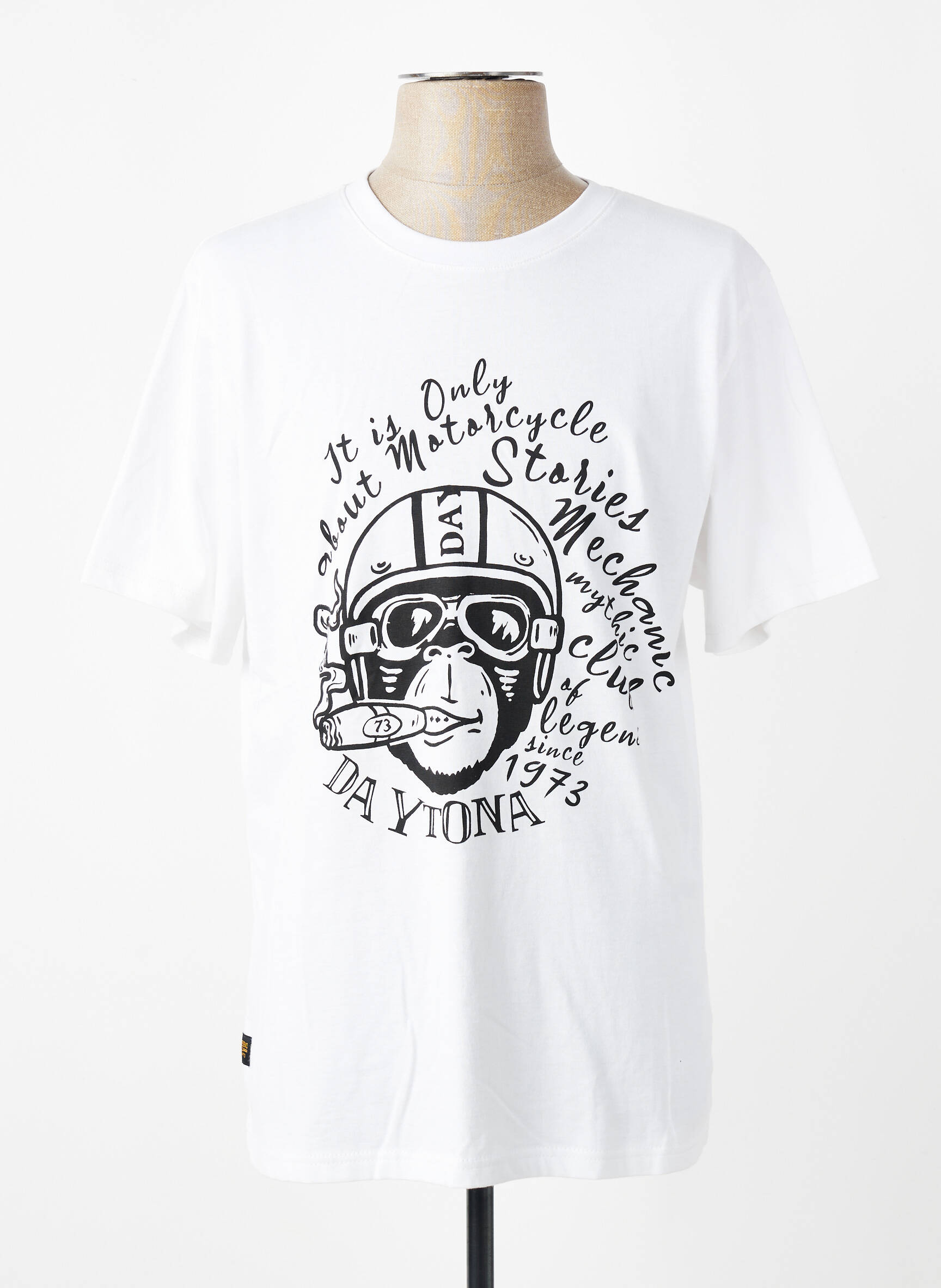 Tricou croială cambrată mâneci scurte alb DAYTONA bărbat