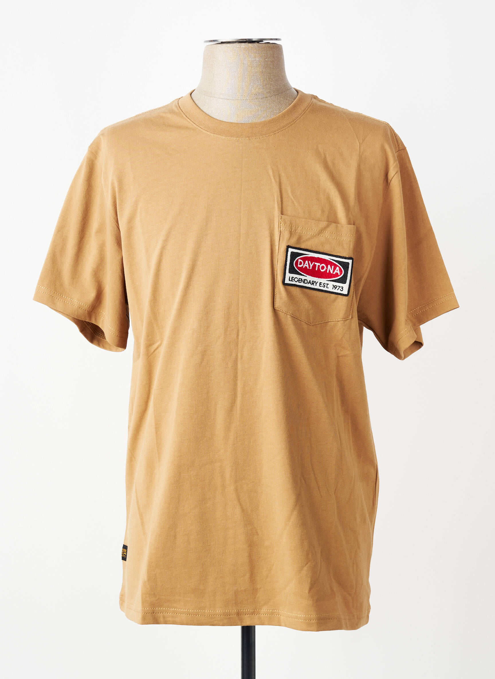 Tricou broderie mâneci scurte maro DAYTONA bărbat