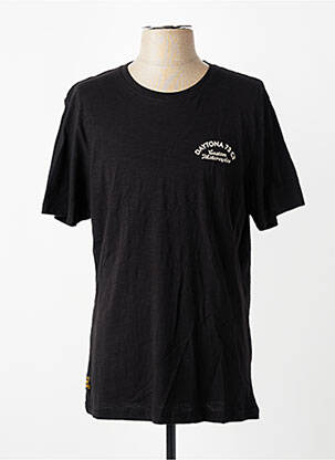 Tricou croială dreaptă mâneci scurte negru DAYTONA bărbat