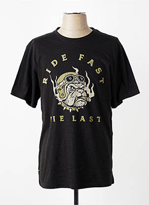 Tricou croială dreaptă mâneci scurte negru DAYTONA bărbat