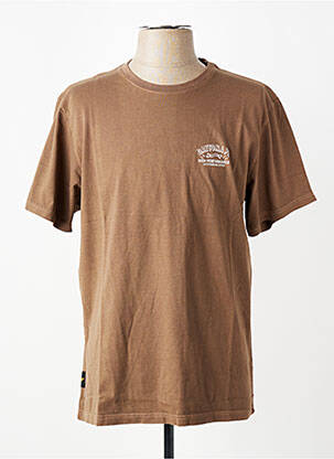 Tricou croială dreaptă mâneci scurte maro DAYTONA bărbat