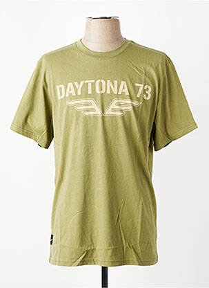 Tricou croială dreaptă mâneci scurte verde DAYTONA bărbat