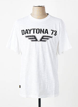 Tricou croială cambrată mâneci scurte alb DAYTONA bărbat