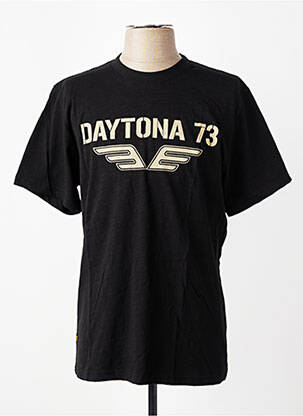 Tricou croială dreaptă mâneci scurte negru DAYTONA bărbat