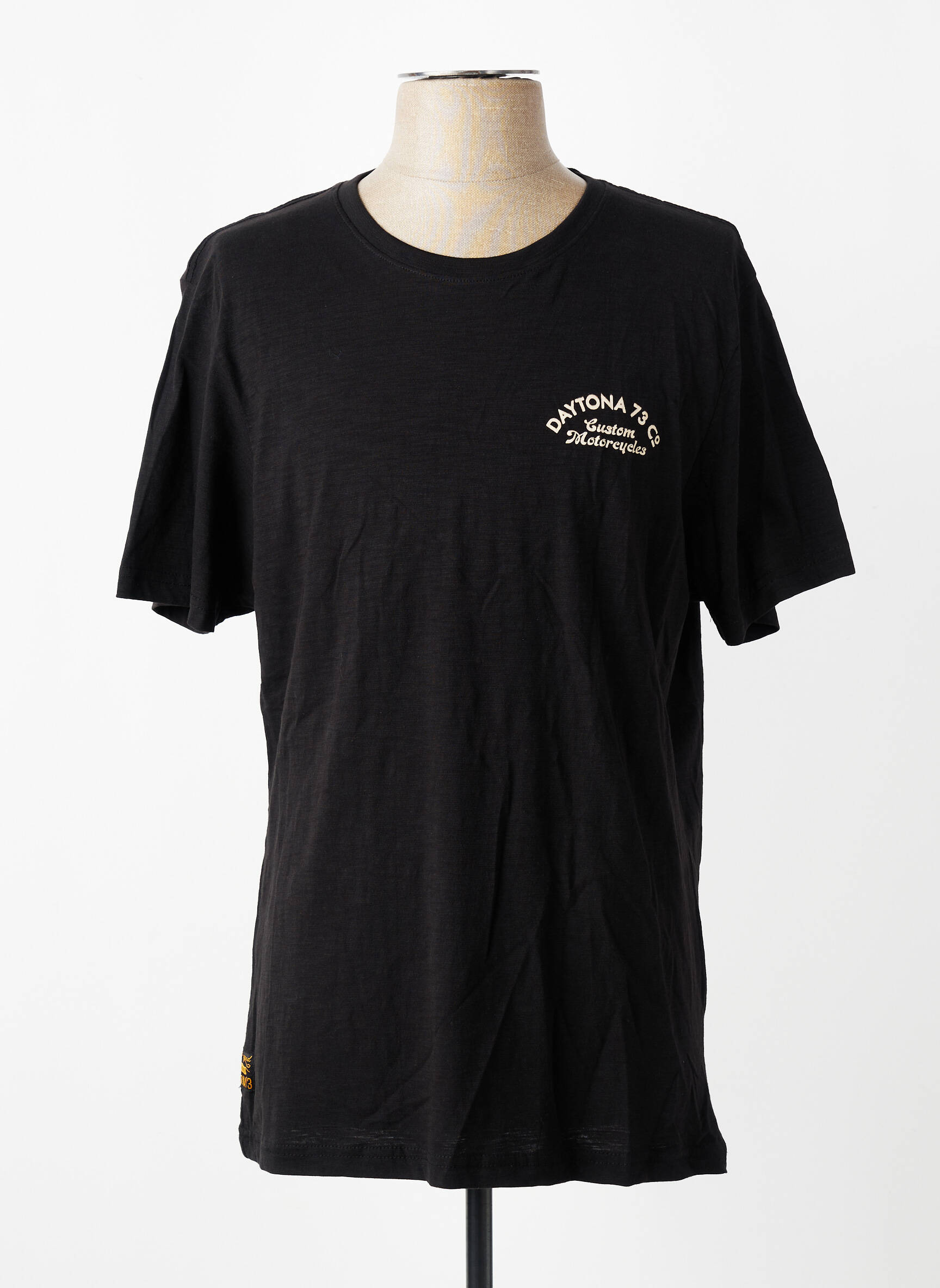 Tricou croială dreaptă mâneci scurte negru DAYTONA bărbat
