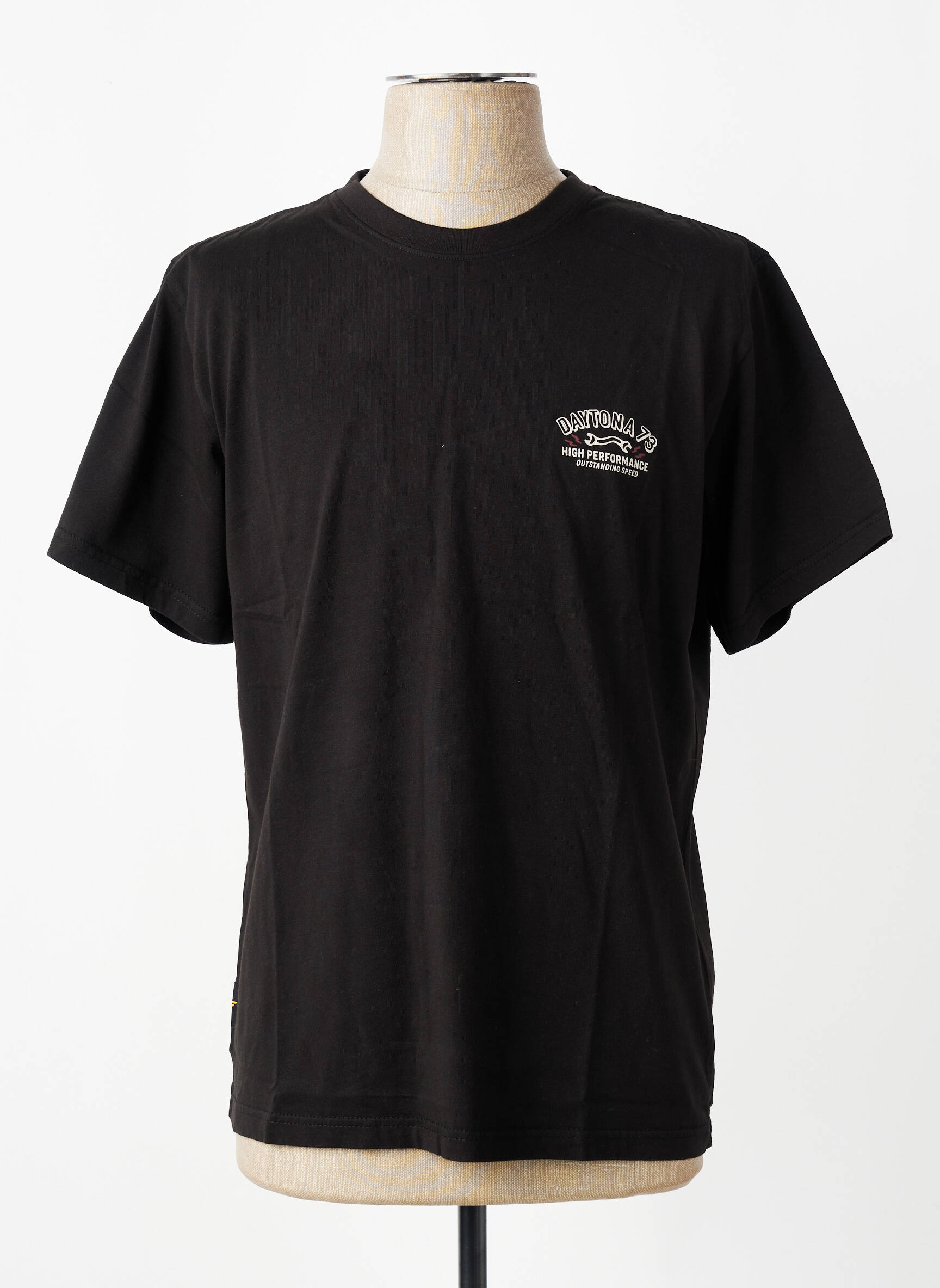 Tricou croială dreaptă mâneci scurte negru DAYTONA bărbat