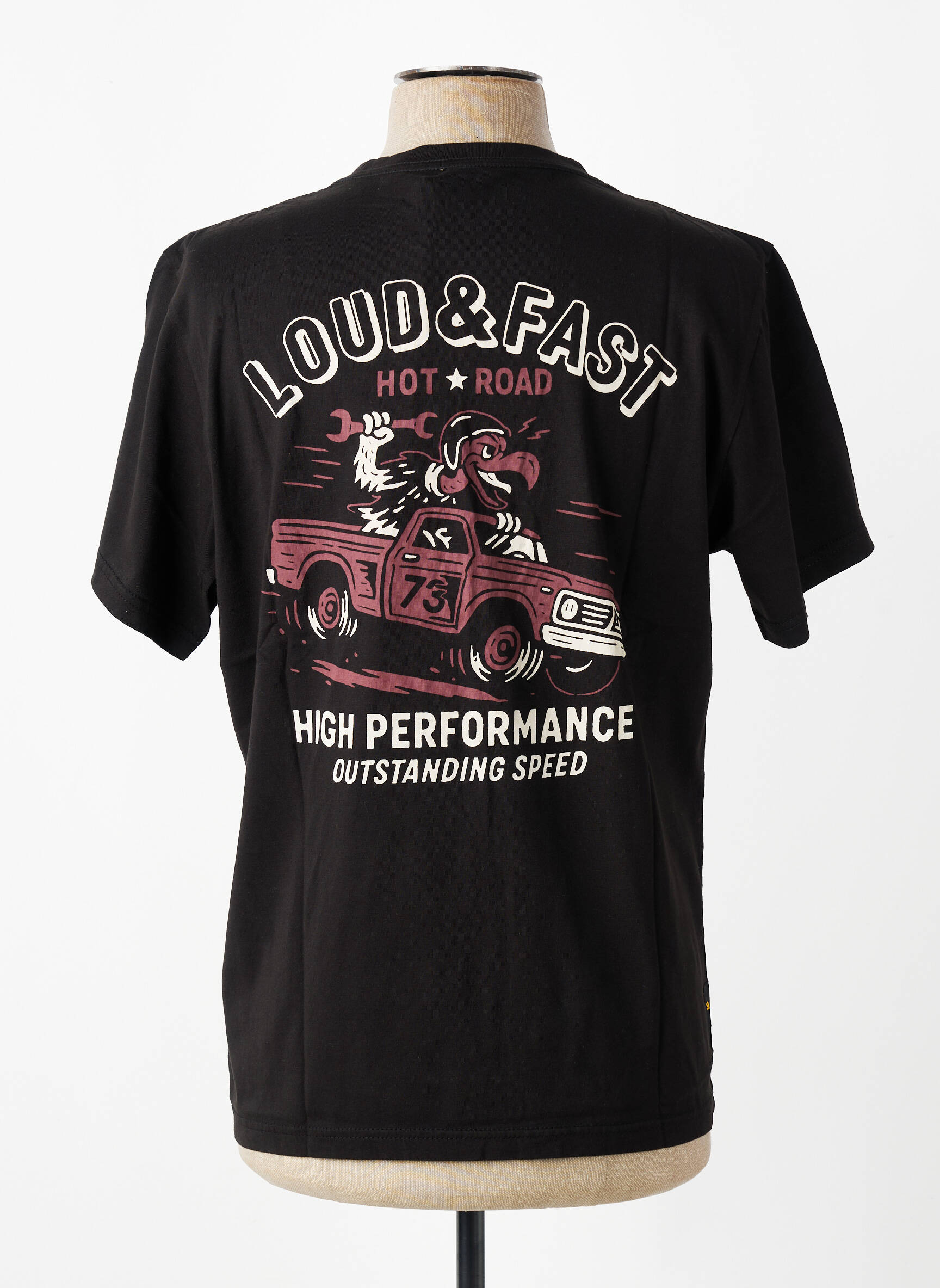 Tricou croială dreaptă mâneci scurte negru DAYTONA bărbat