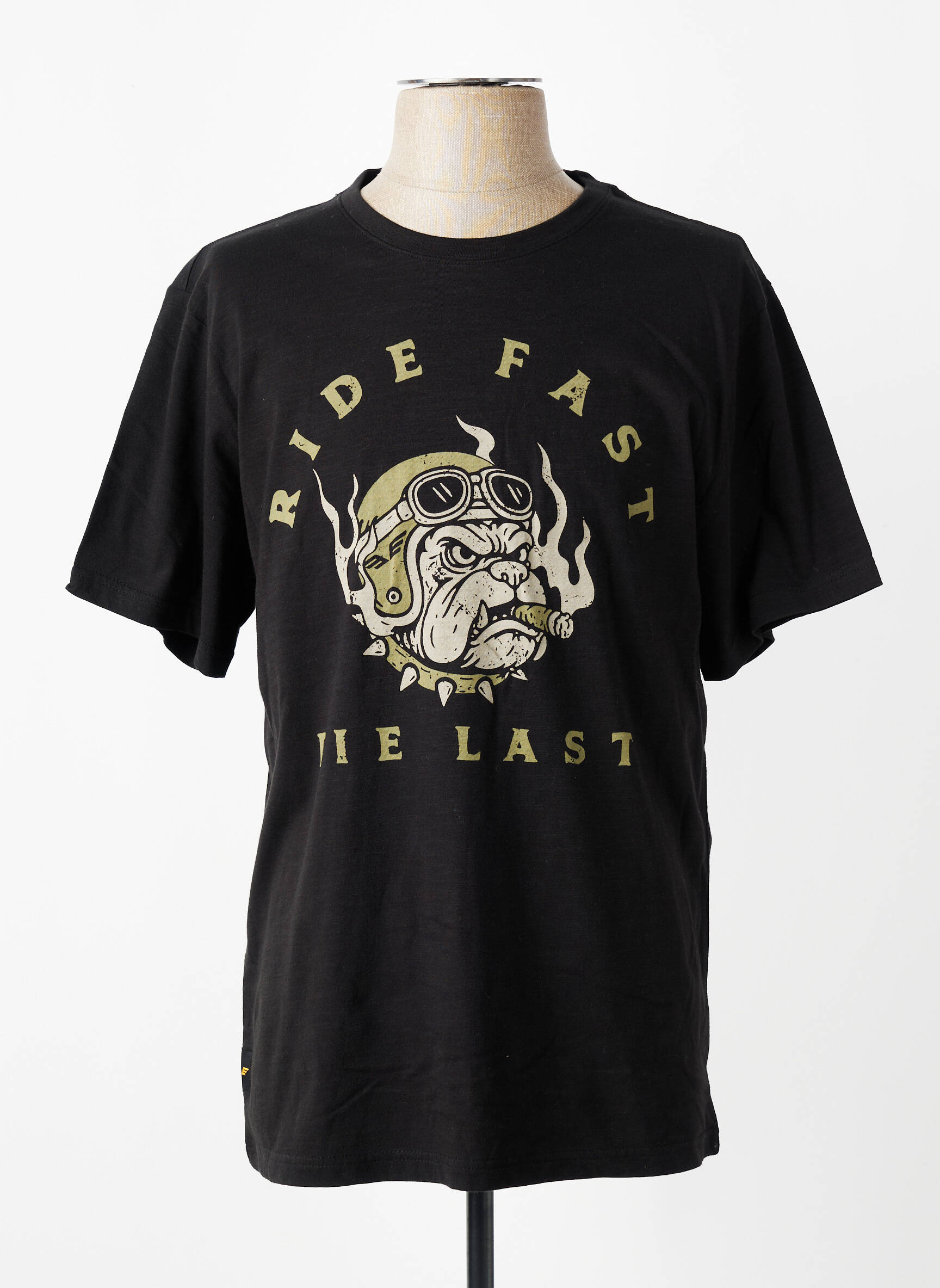 Tricou croială dreaptă mâneci scurte negru DAYTONA bărbat