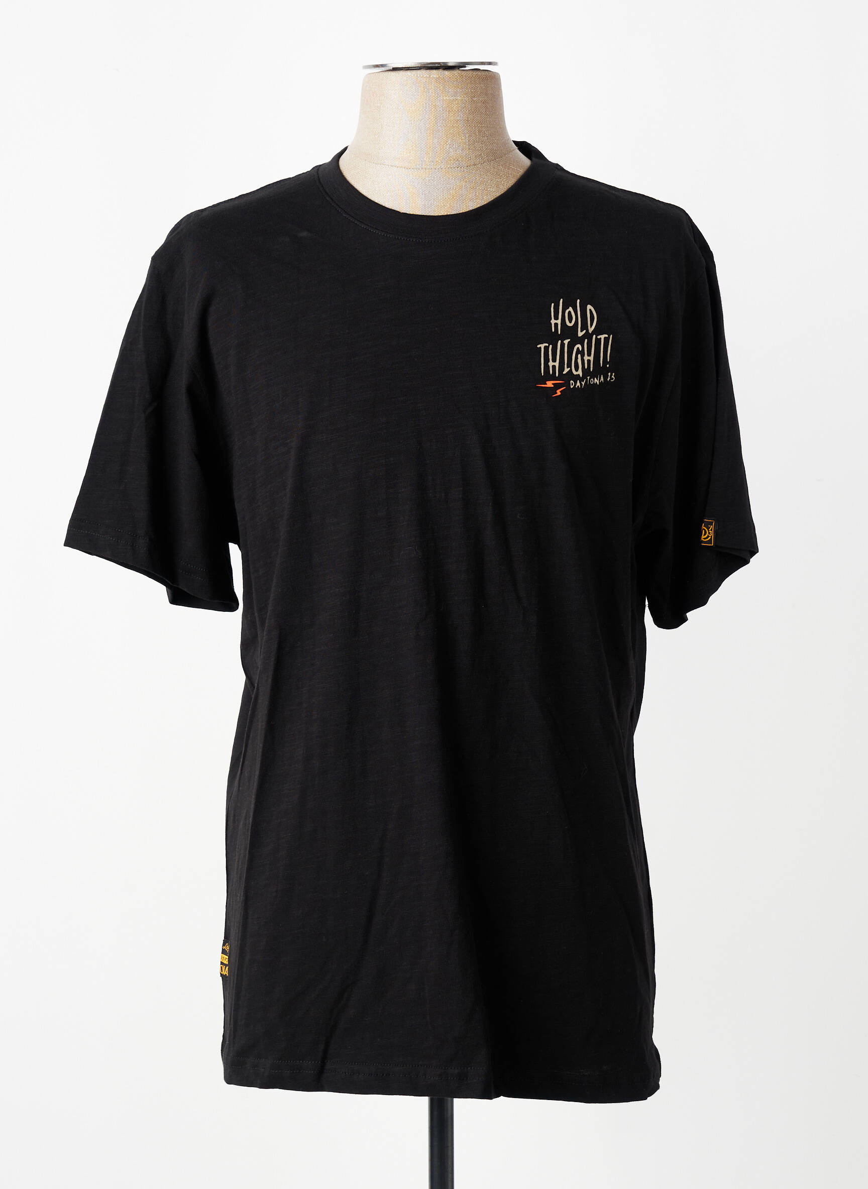 Tricou croială dreaptă mâneci scurte negru DAYTONA bărbat