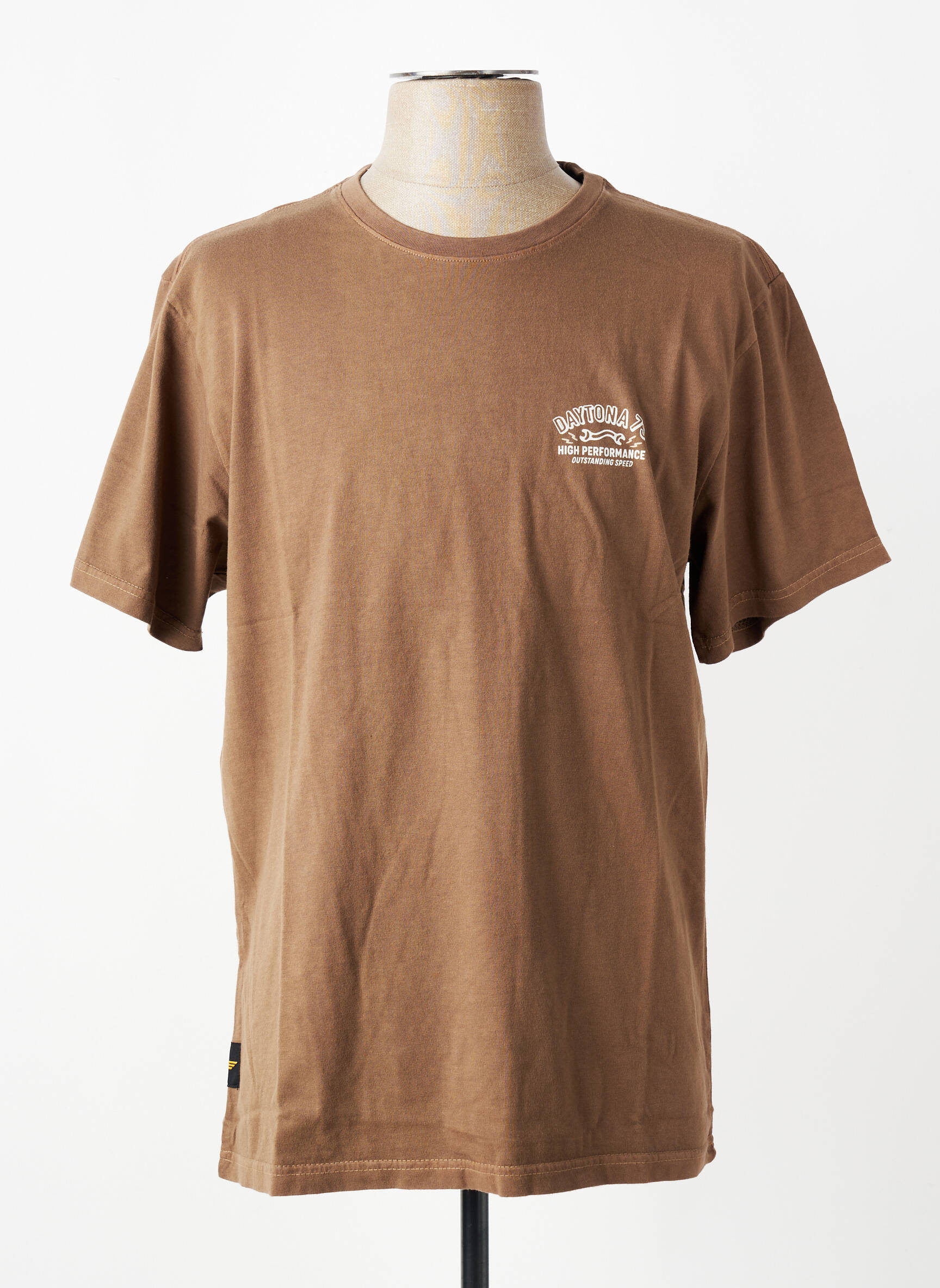 Tricou croială dreaptă mâneci scurte maro DAYTONA bărbat