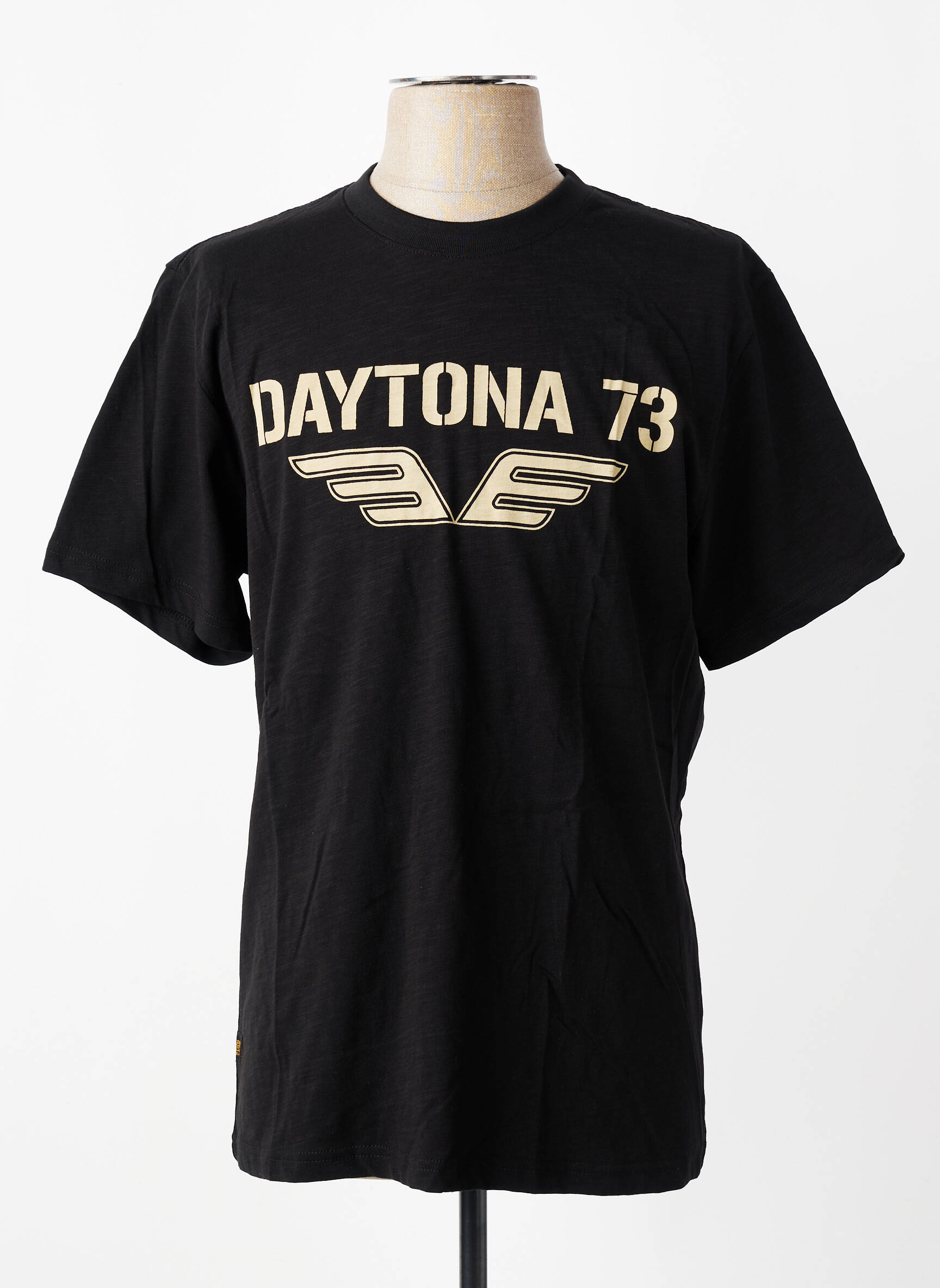 Tricou croială dreaptă mâneci scurte negru DAYTONA bărbat
